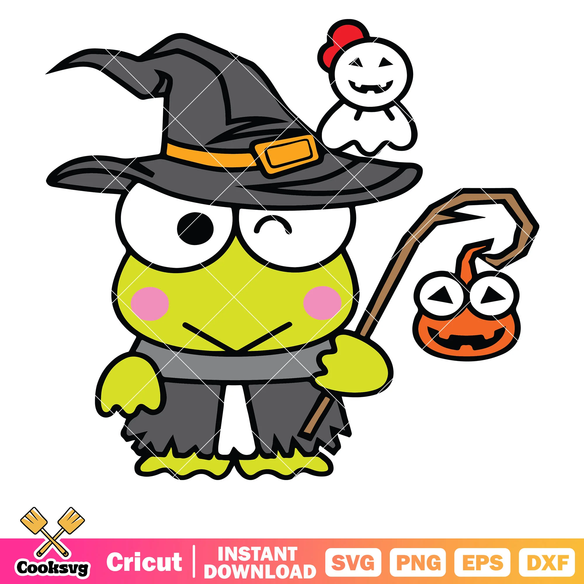 Keroppi witch halloween svg, halloween keroppi svg, sanrio svg