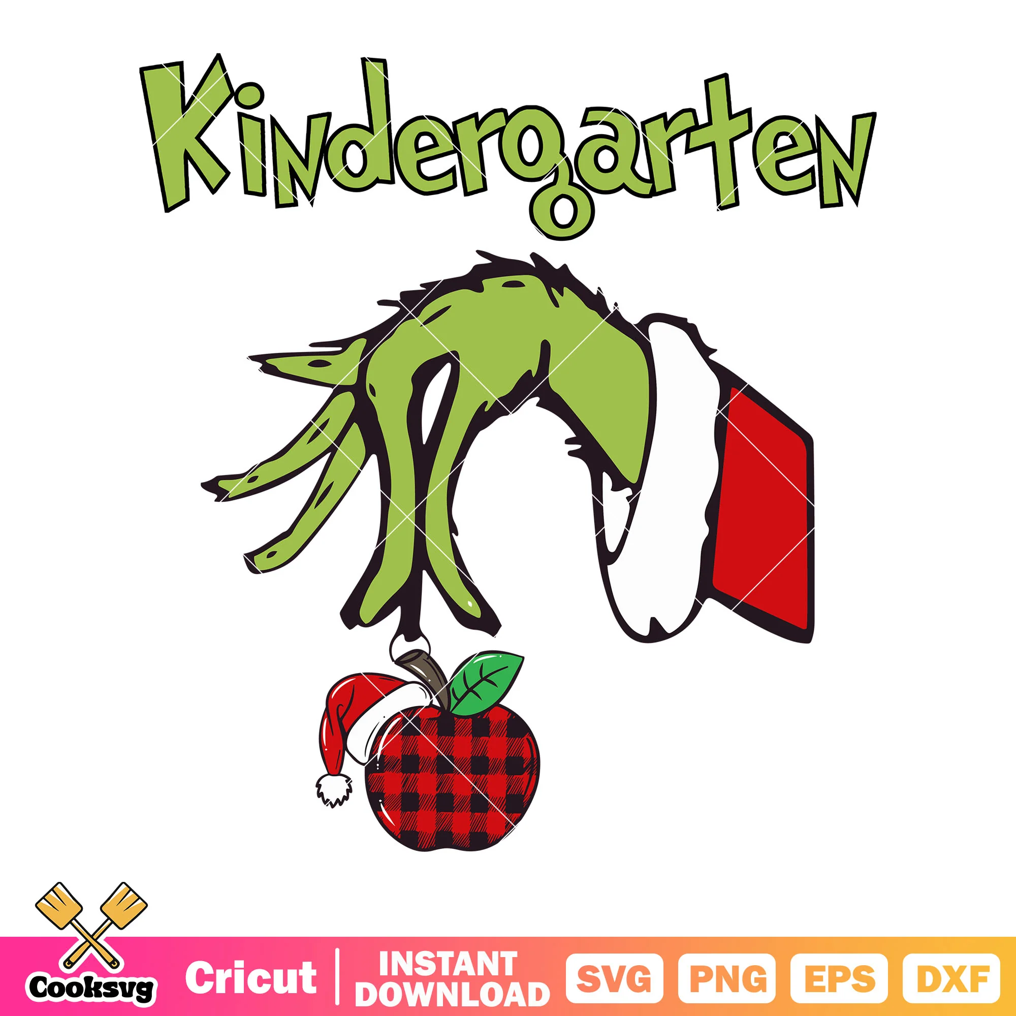 Kindergarden svg, grinch hand svg, santa claus hat svg