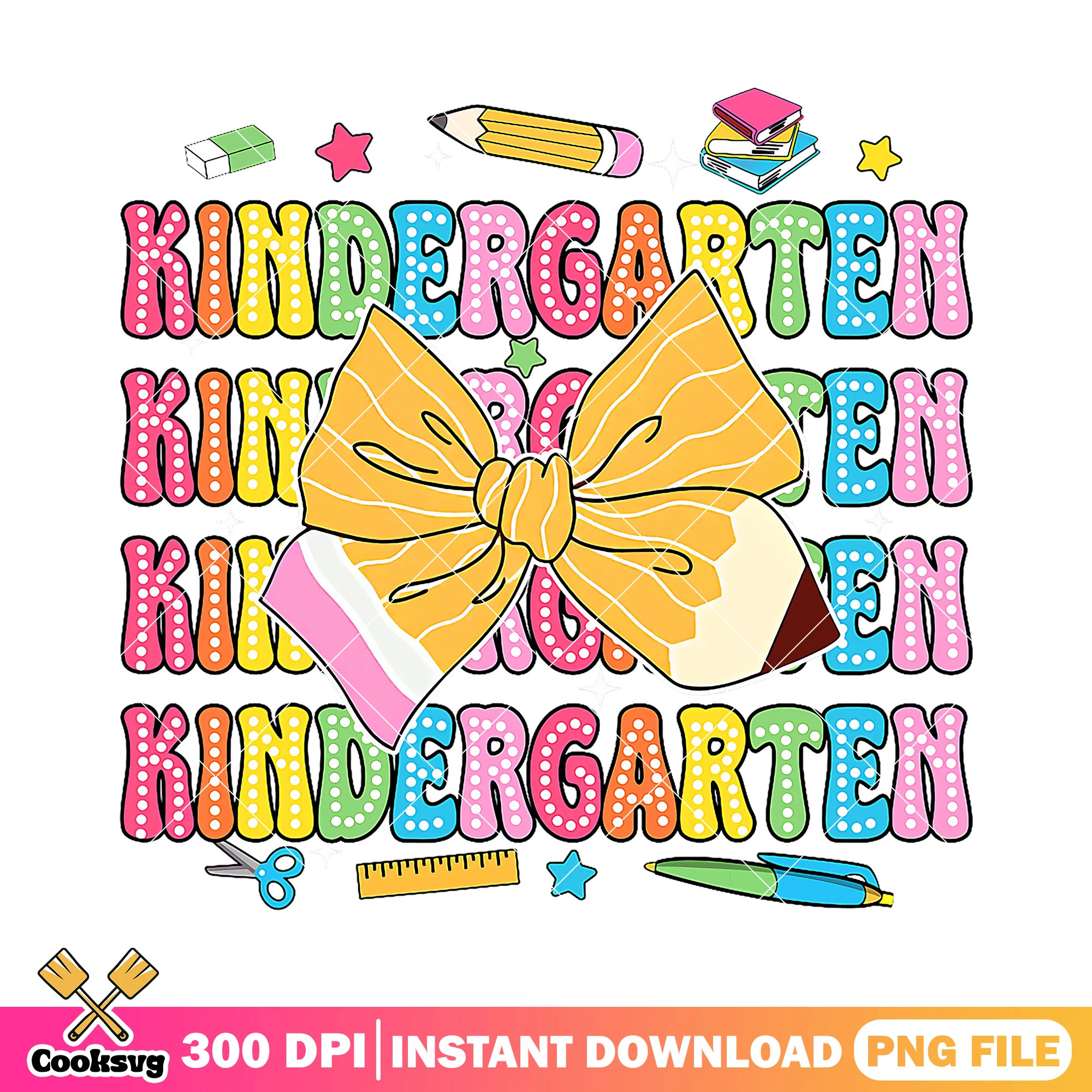 Kindergarten bow design png, orange bow png, happy back to school png