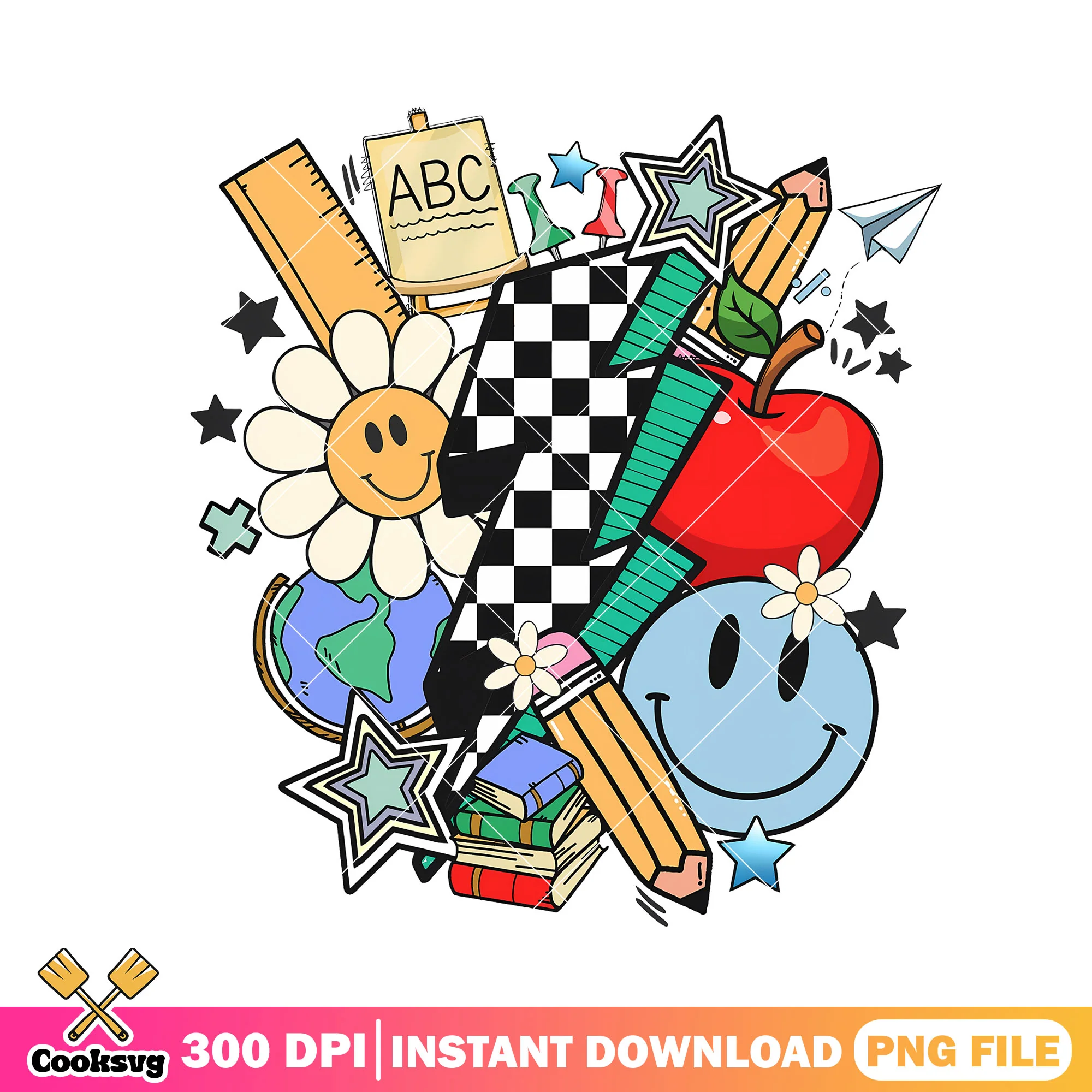 Kinds of study item png, lightning png, back to school art png