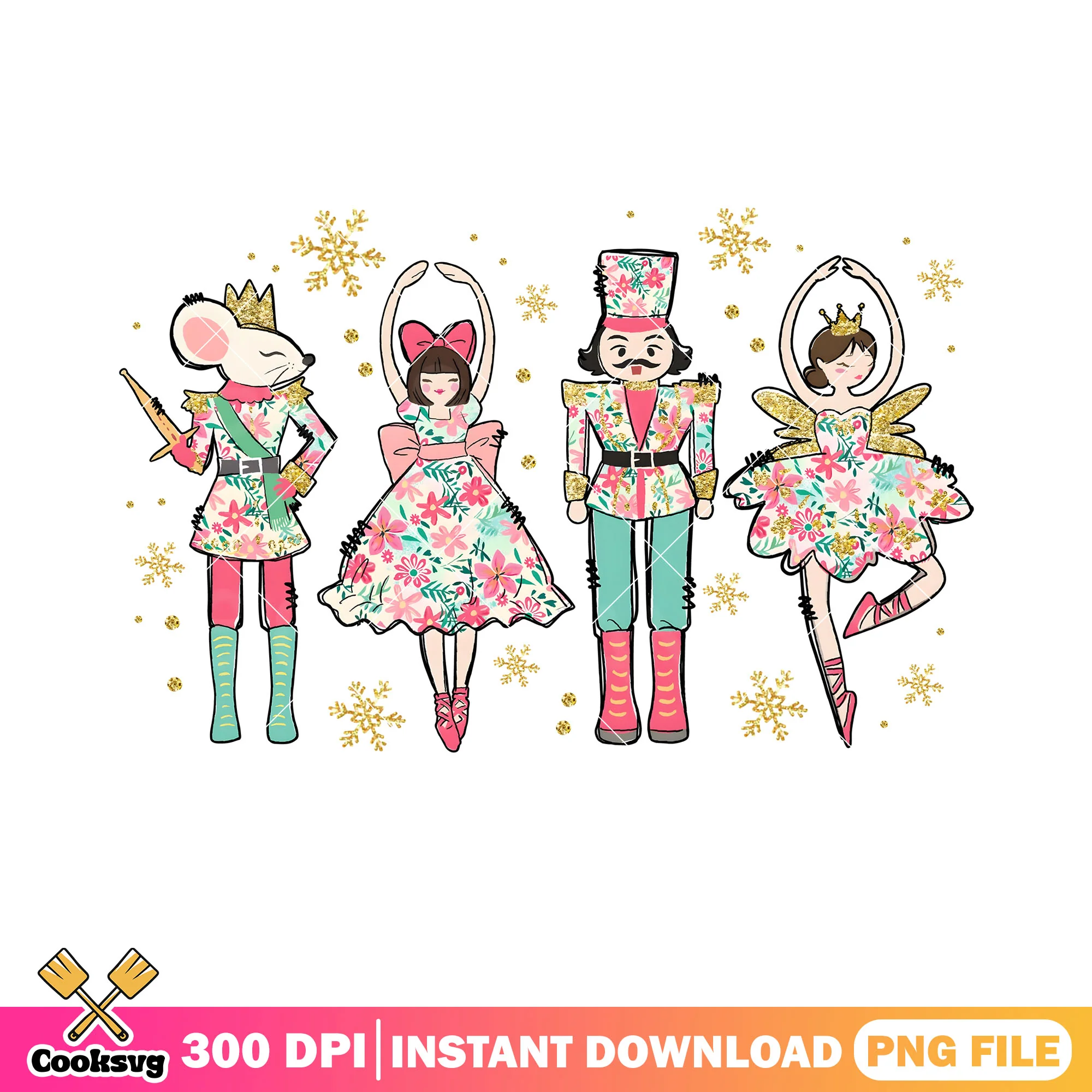King of mouse and nutcracker png, merry xmas png, Sugar Plum Fairy png