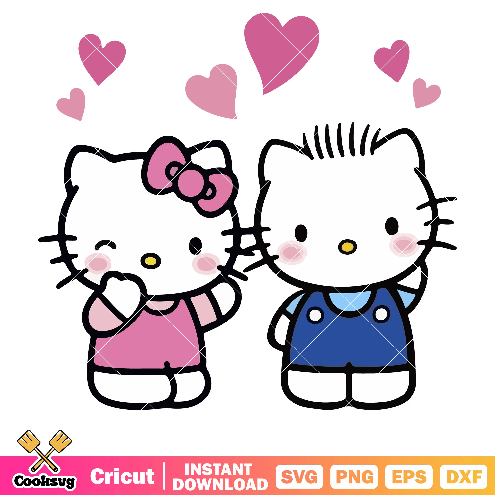Kitty and dear daniel love svg, hello kitty svg, sanrio svg