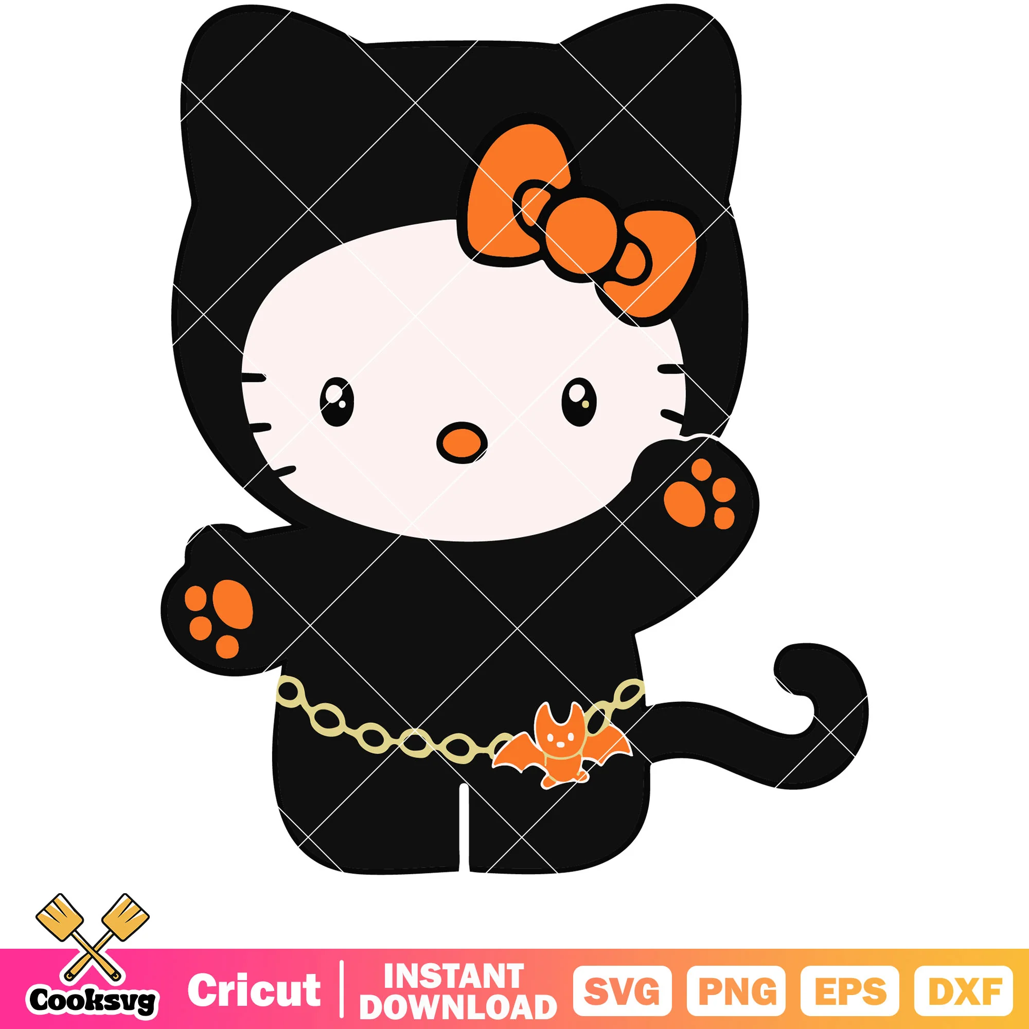 Kitty cat black design svg, hello kitty svg, sanrio cartoon svg