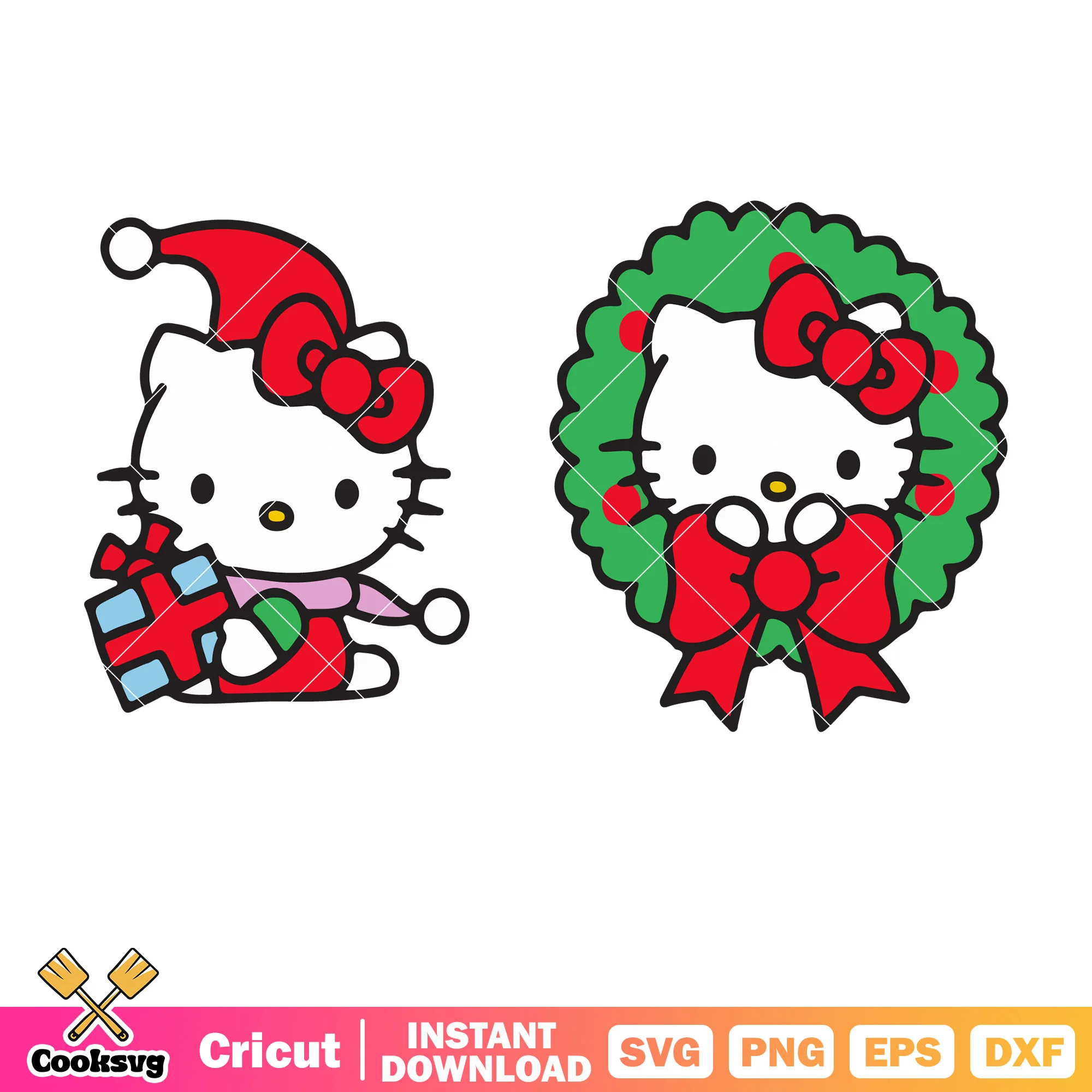 Kitty christmas svg, hello kitty christmas svg, sanrio svg