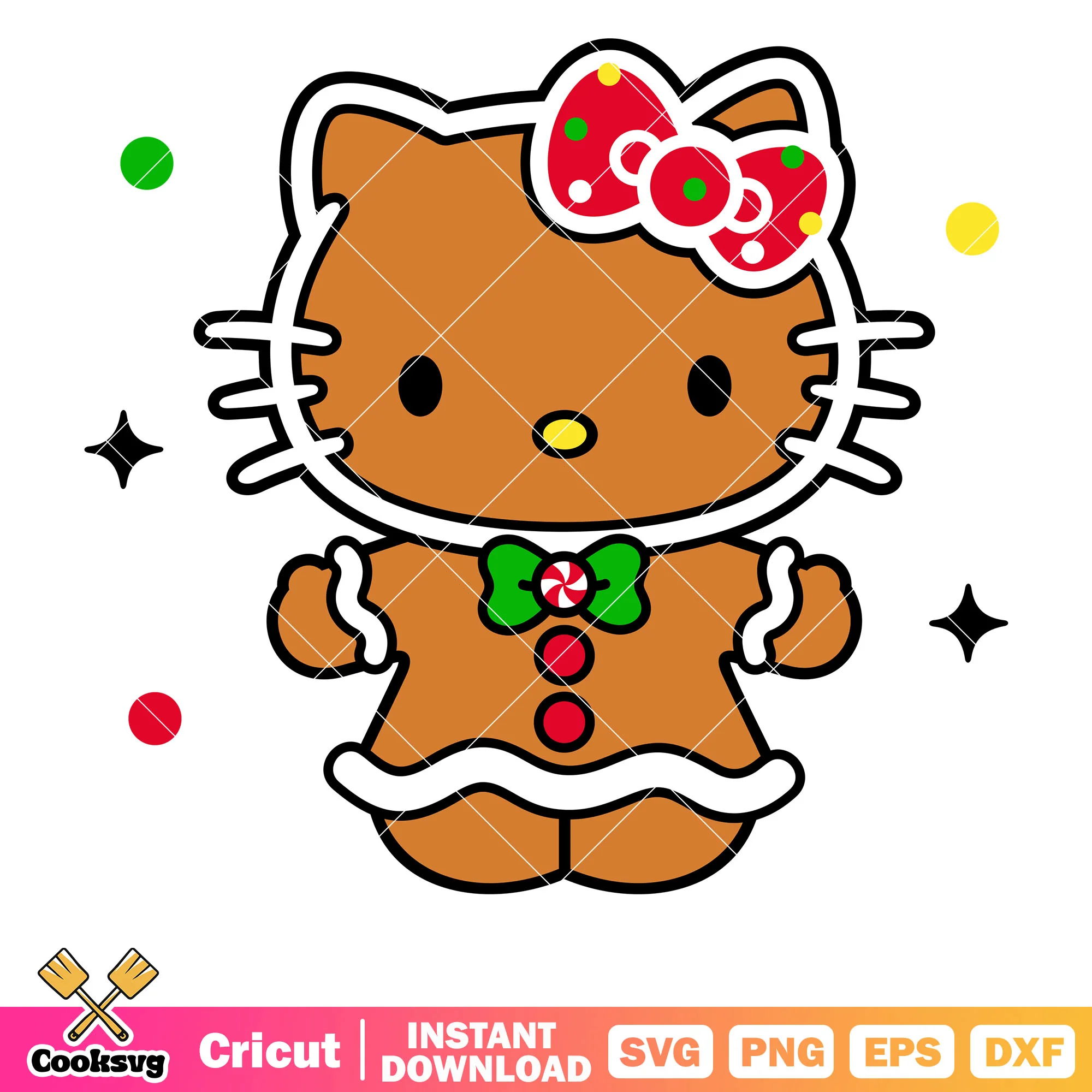 Kitty gingerbread cookie christmas svg, christmas hello kitty svg