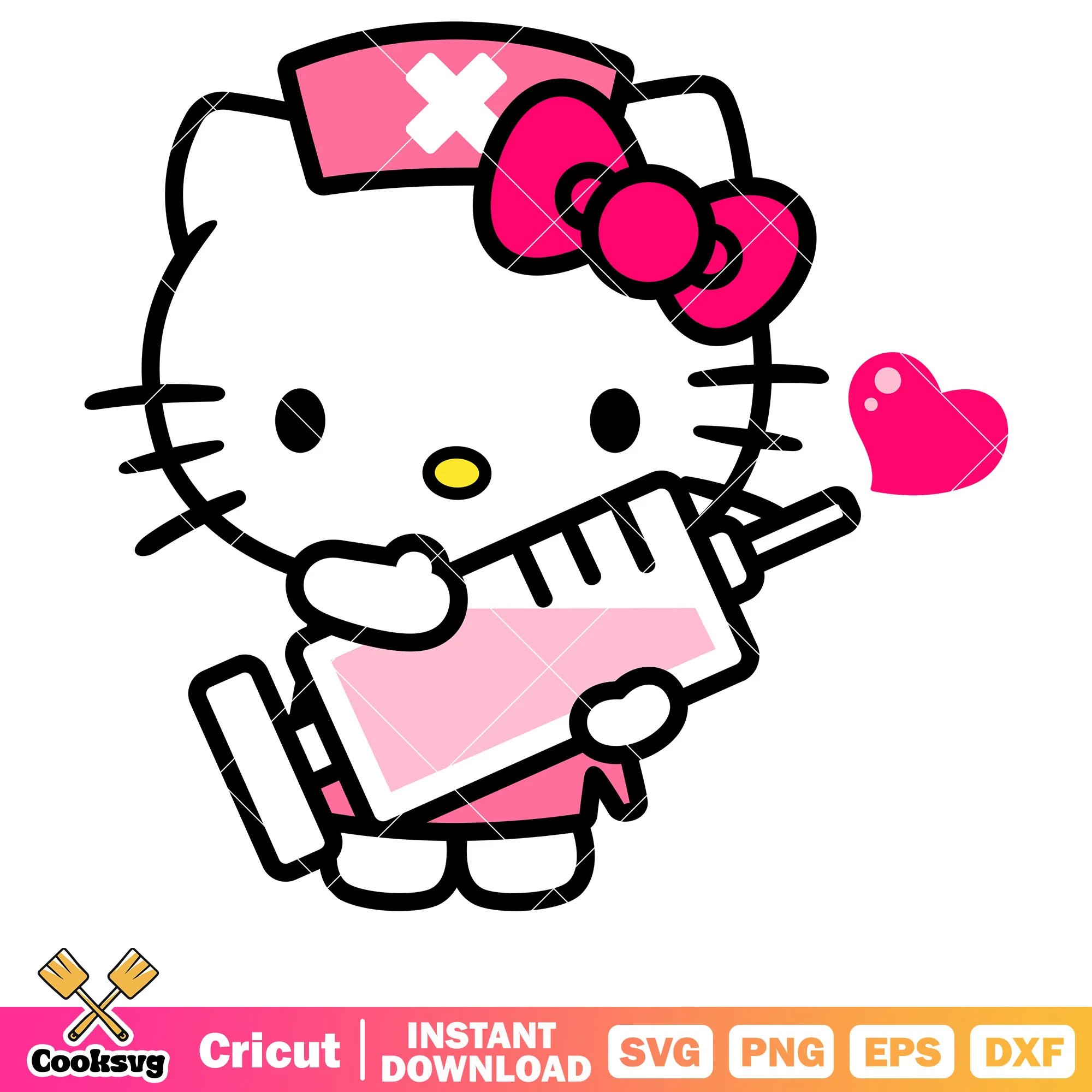 Kitty nurse cute svg, cute hello kitty svg, sanrio cartoon svg