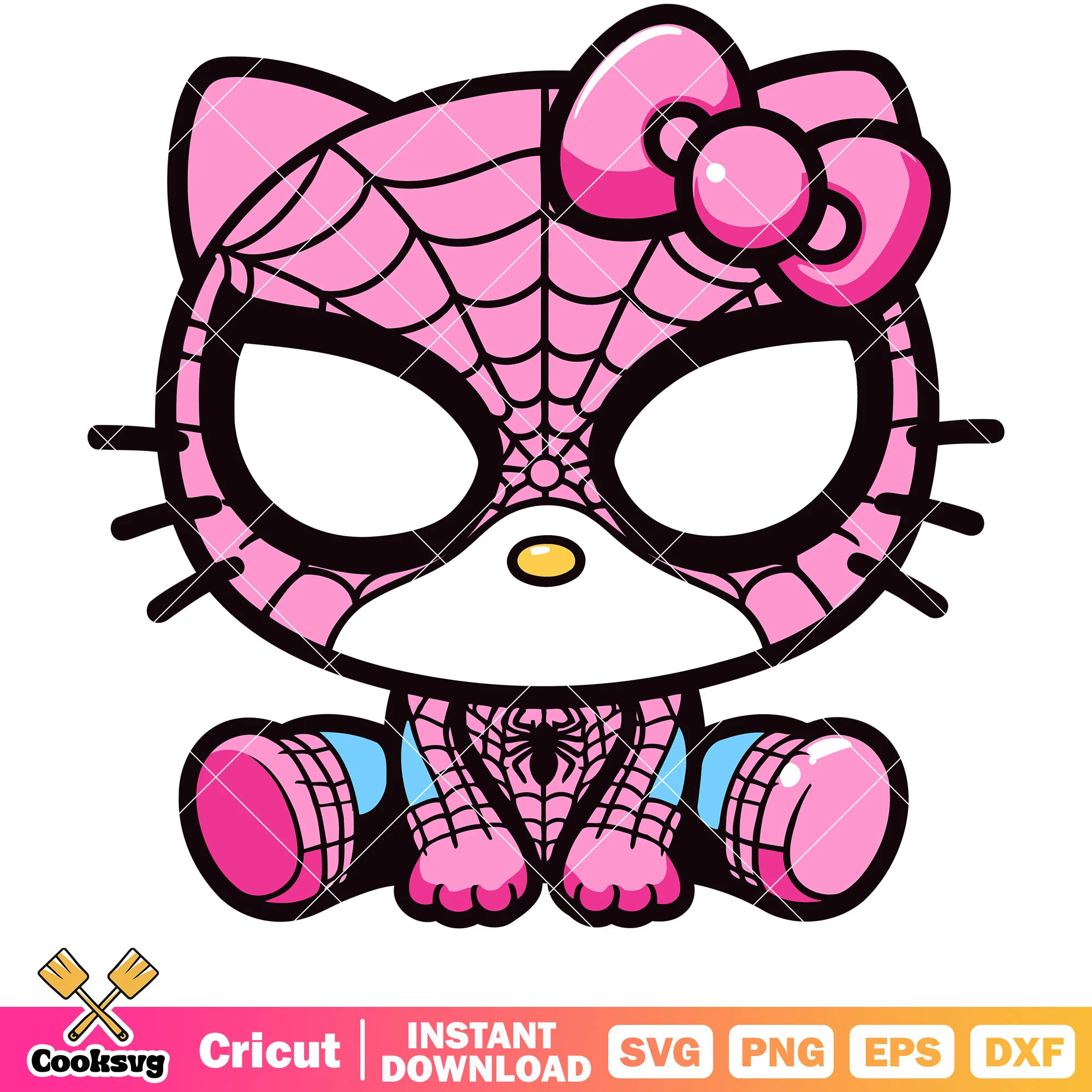Kitty spiderman pink design svg, hello kitty svg, sanrio cartoon svg