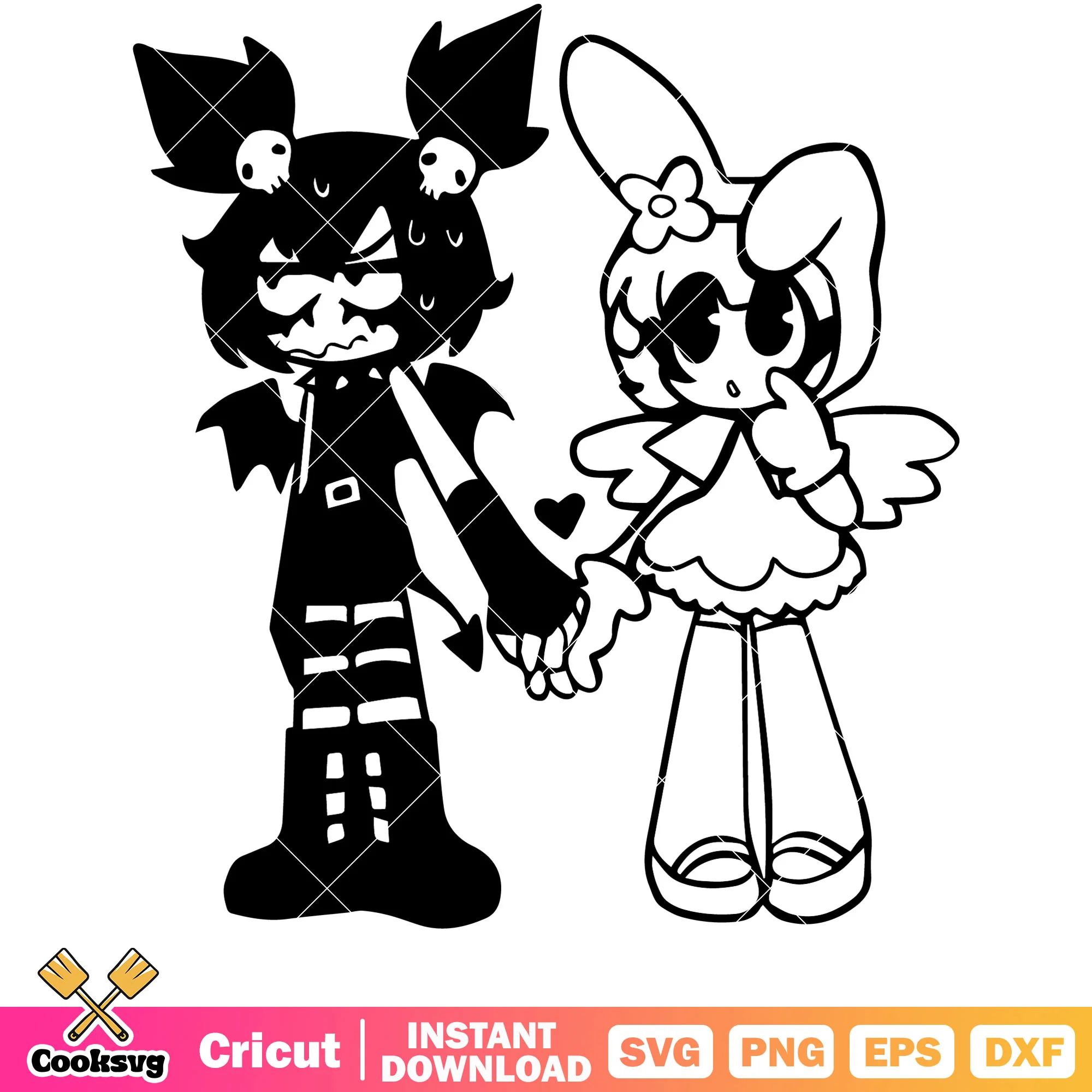 Kuromi and melody couple svg, my melody and kuromi svg