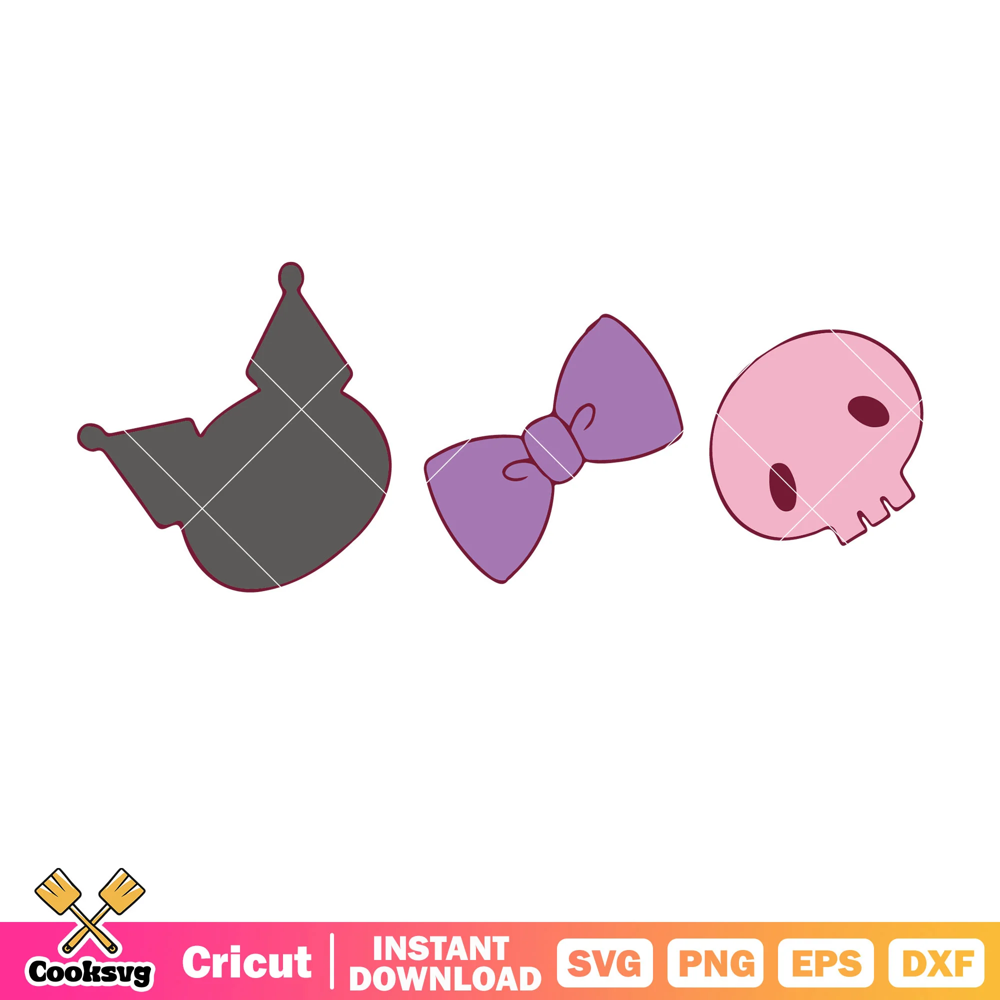 Kuromi bow tie svg, sanrio kuromi svg, sanrio characters cartoon svg