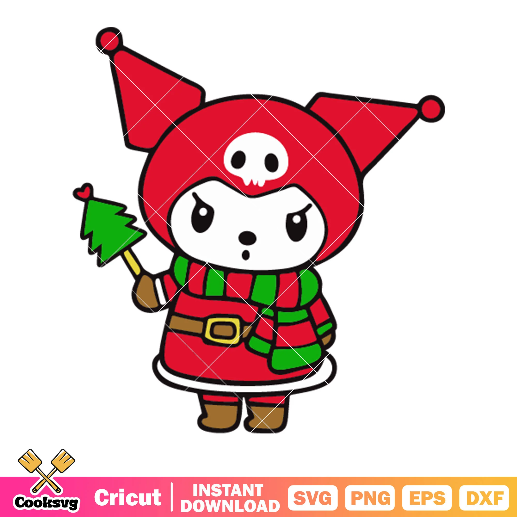 Kuromi hello kitty svg, red krunomi svg, pine tree svg