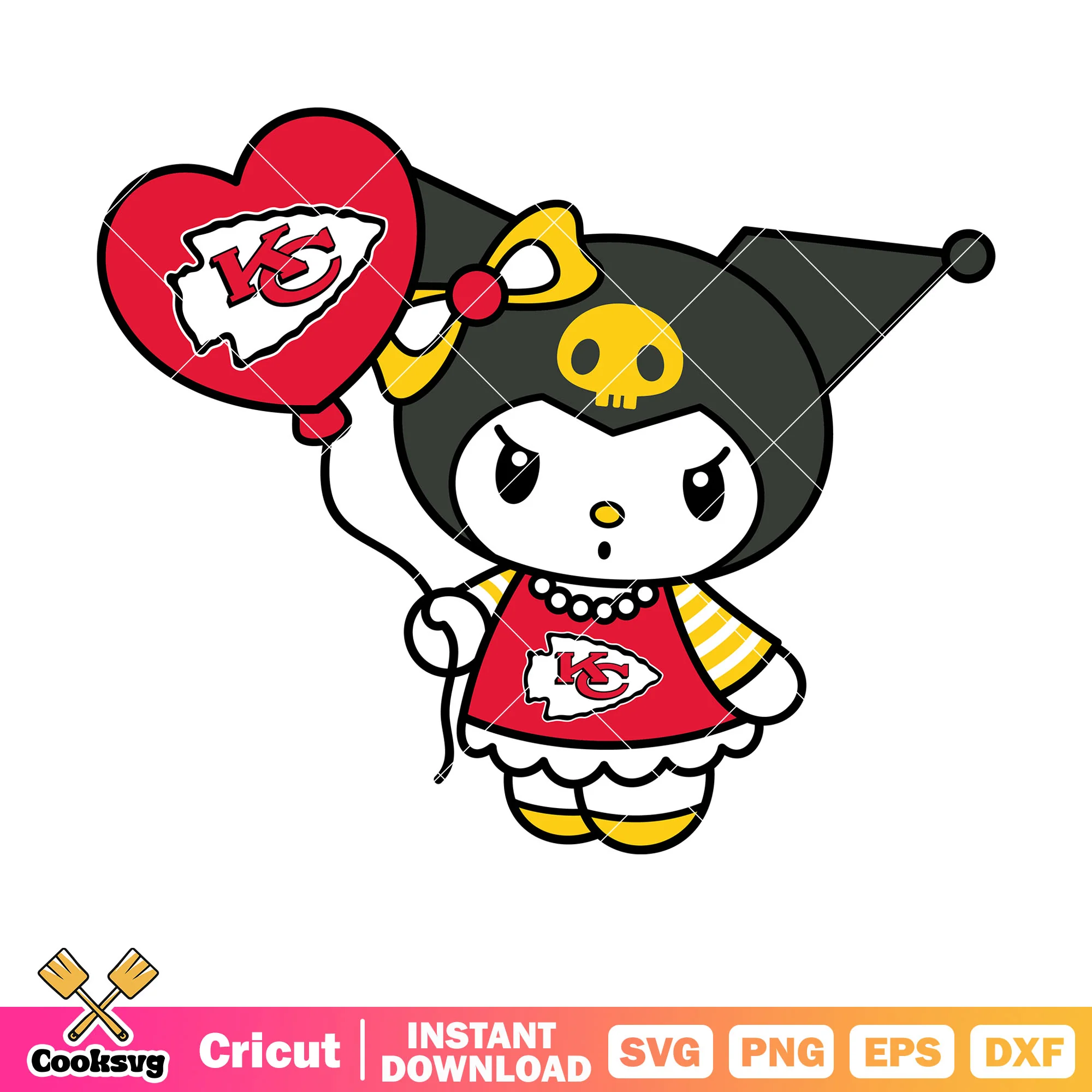 Kuromi kansas city chiefs balloons svg, kansas city chiefs logo svg