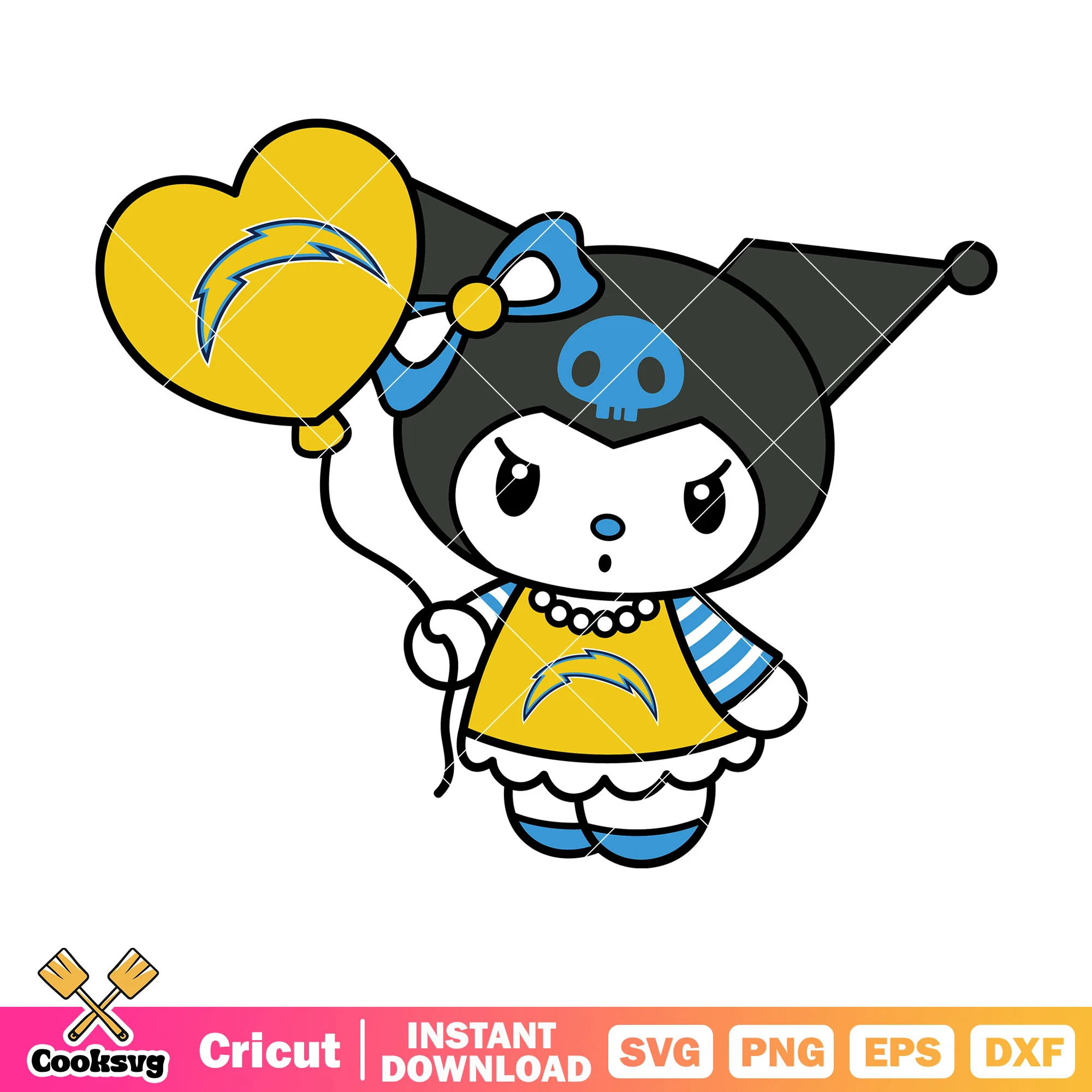 Kuromi los angeles chargers balloon svg, los angeles chargers svg