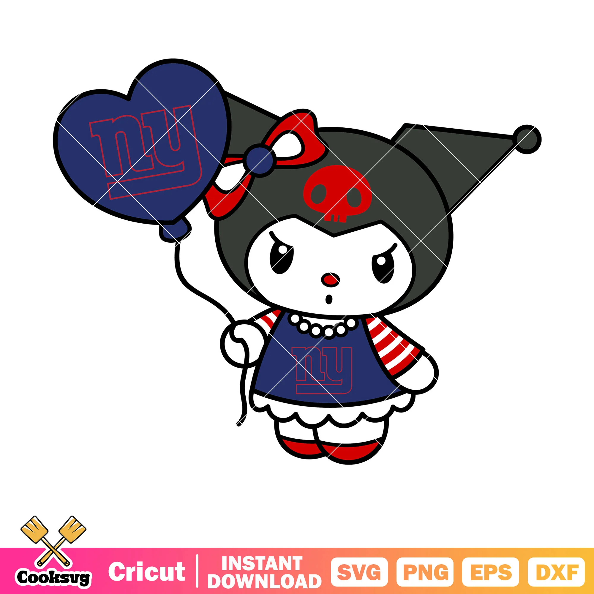 Kuromi new york giants balloons svg, new york giants svg