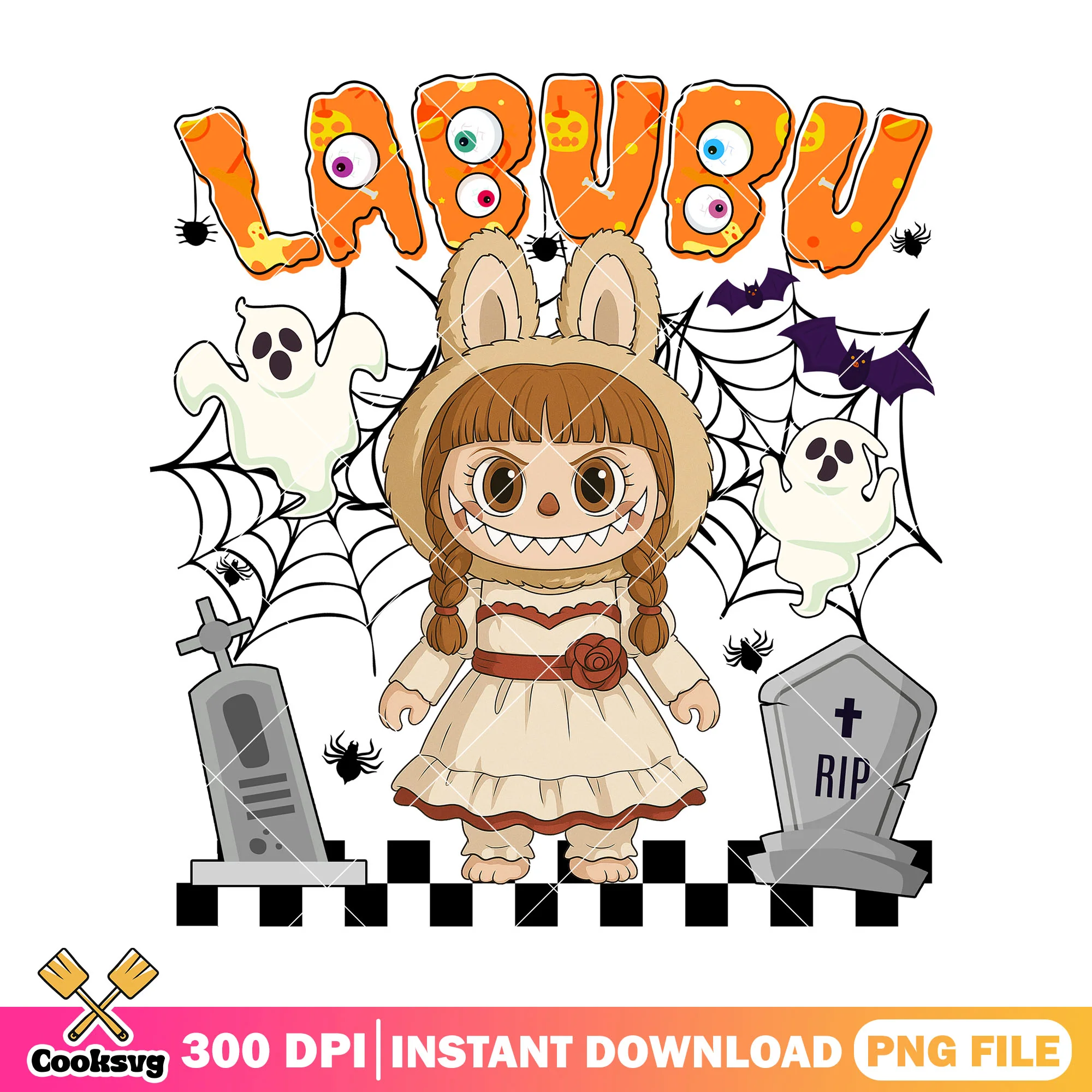 Labubu anabelle cute png, labubu costume png, halloween labubu png