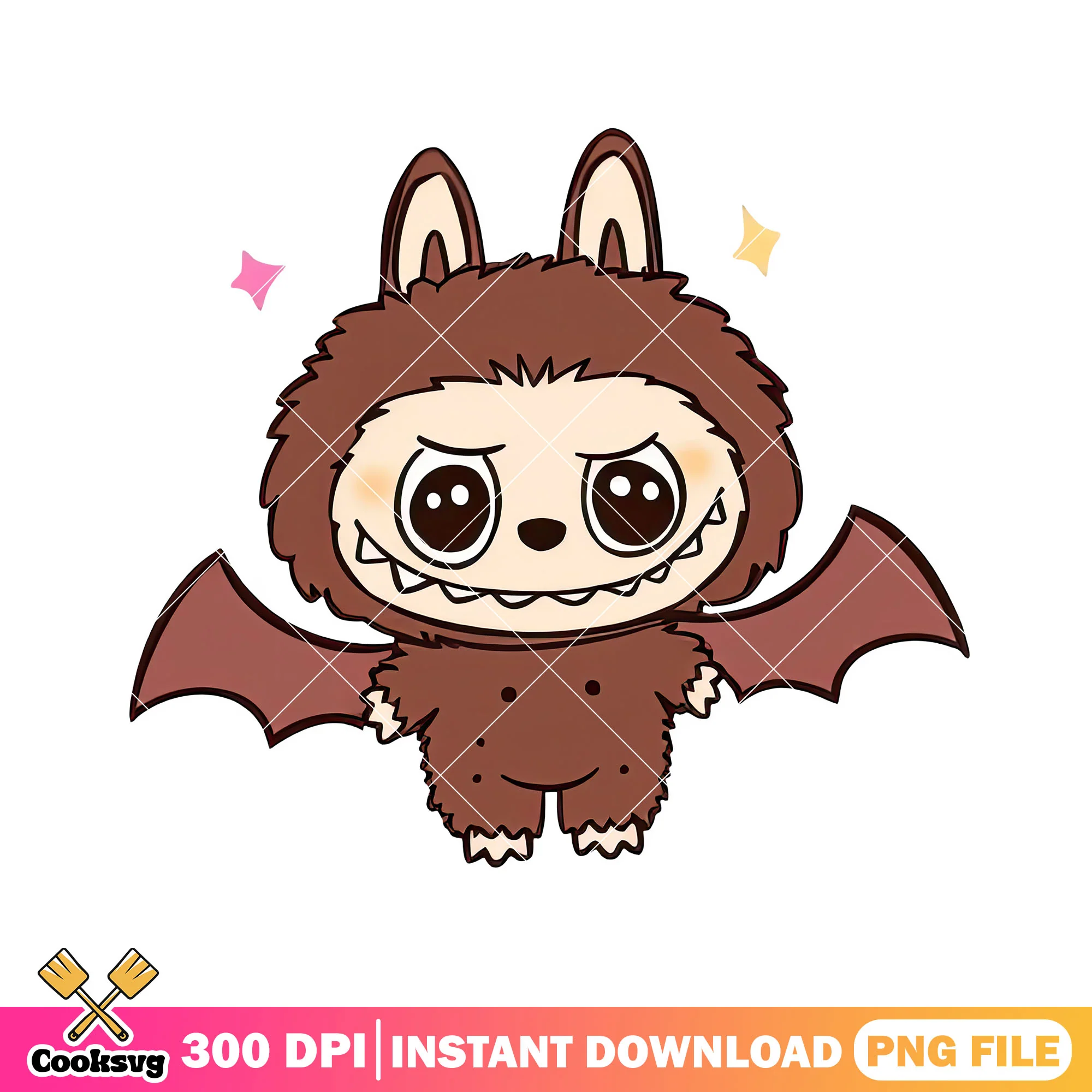 Labubu and bat wings png, brown labubu png, labubu artpng