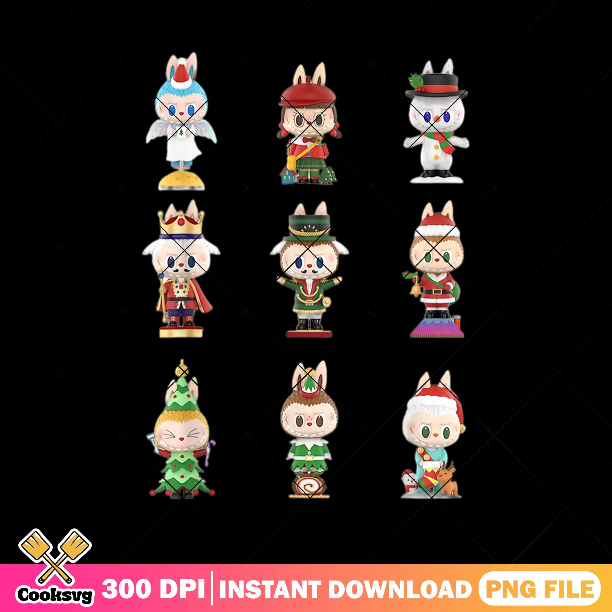 Labubu and friends design png, labubu popmart png, labubu friends png
