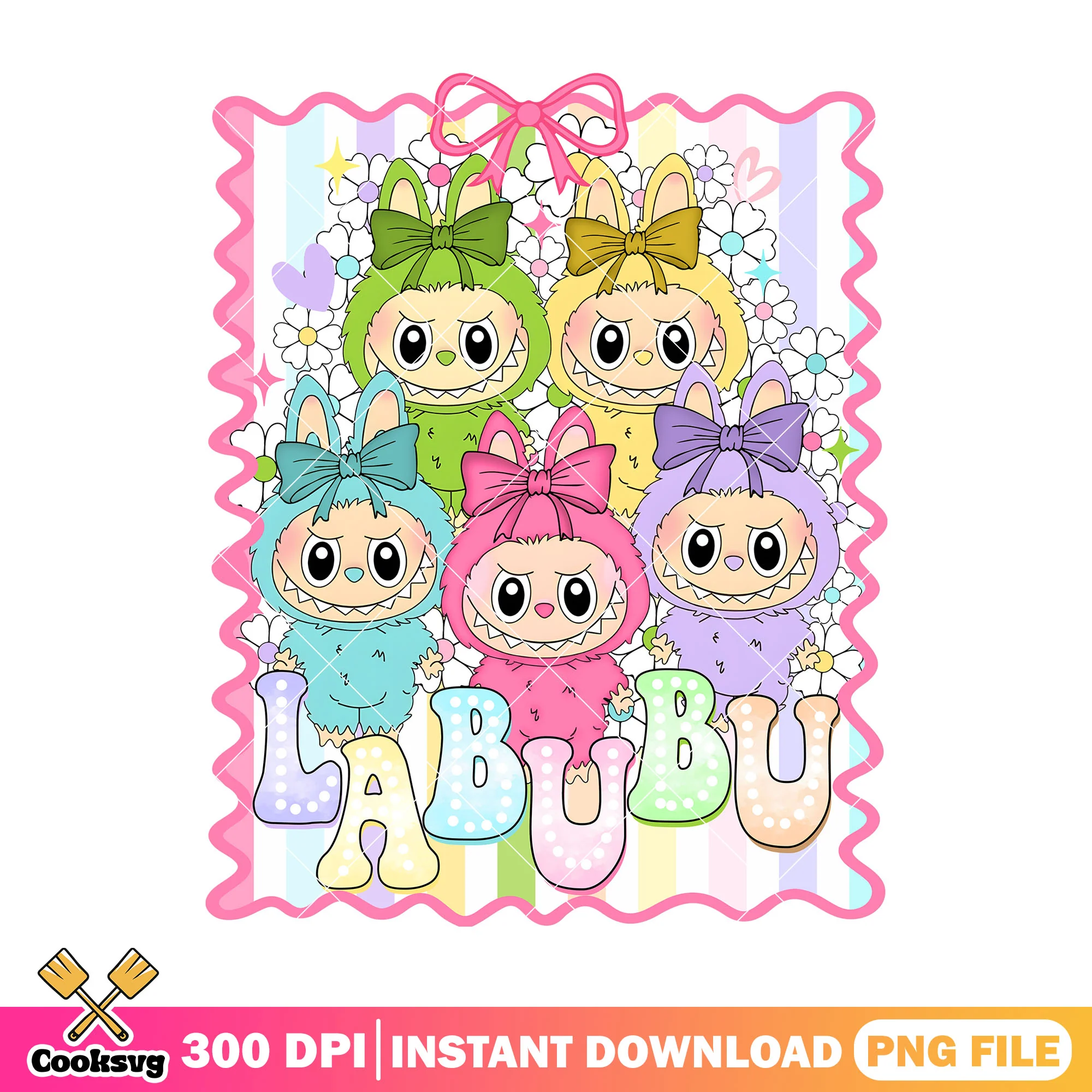 Labubu and friends design png, labubu plush png, labubu cute png