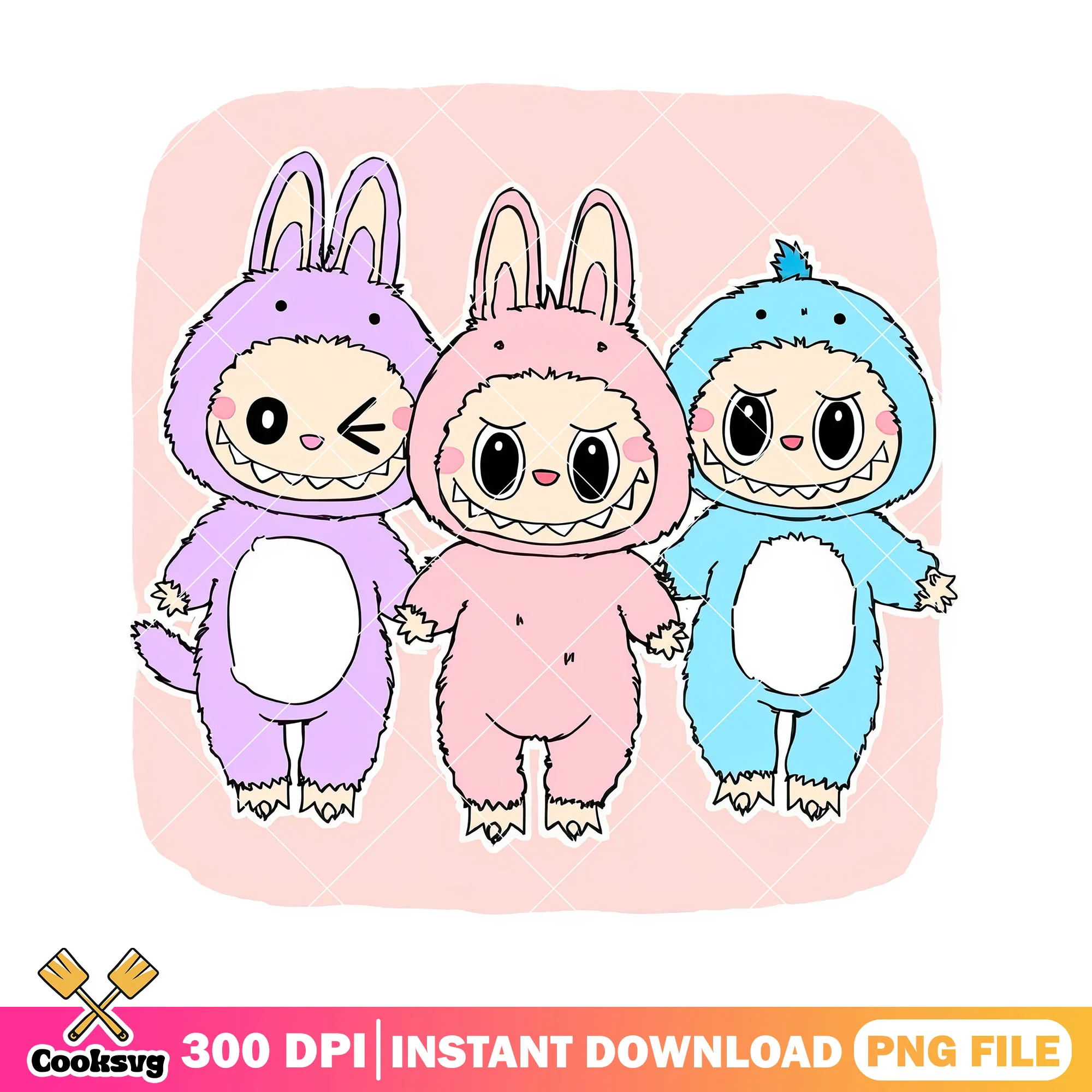 Labubu and friends png, labubu standing png, labubu plush png