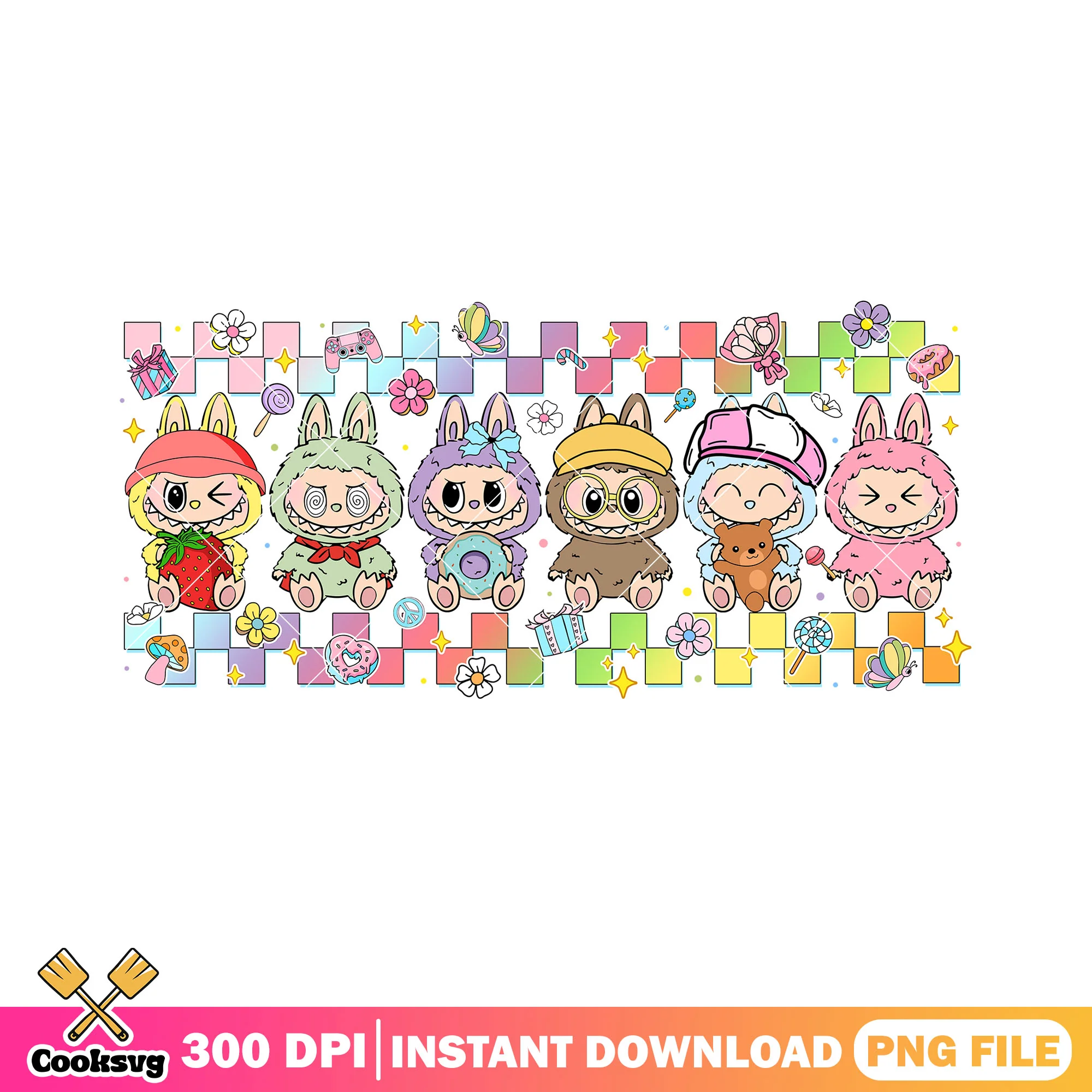 Labubu and friends png, labubu cute png, labubu popmart png