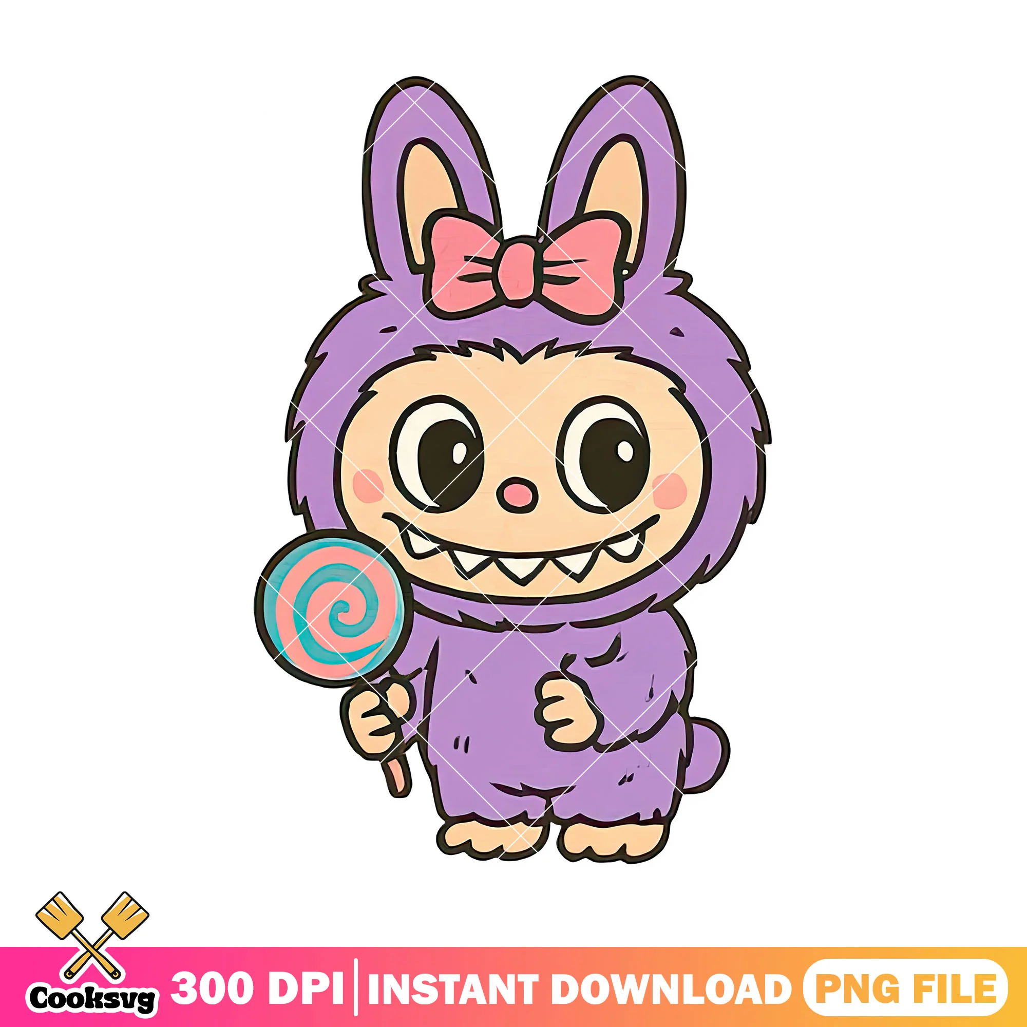 Labubu and lolipop png, purple labubu png, labubu popmart png