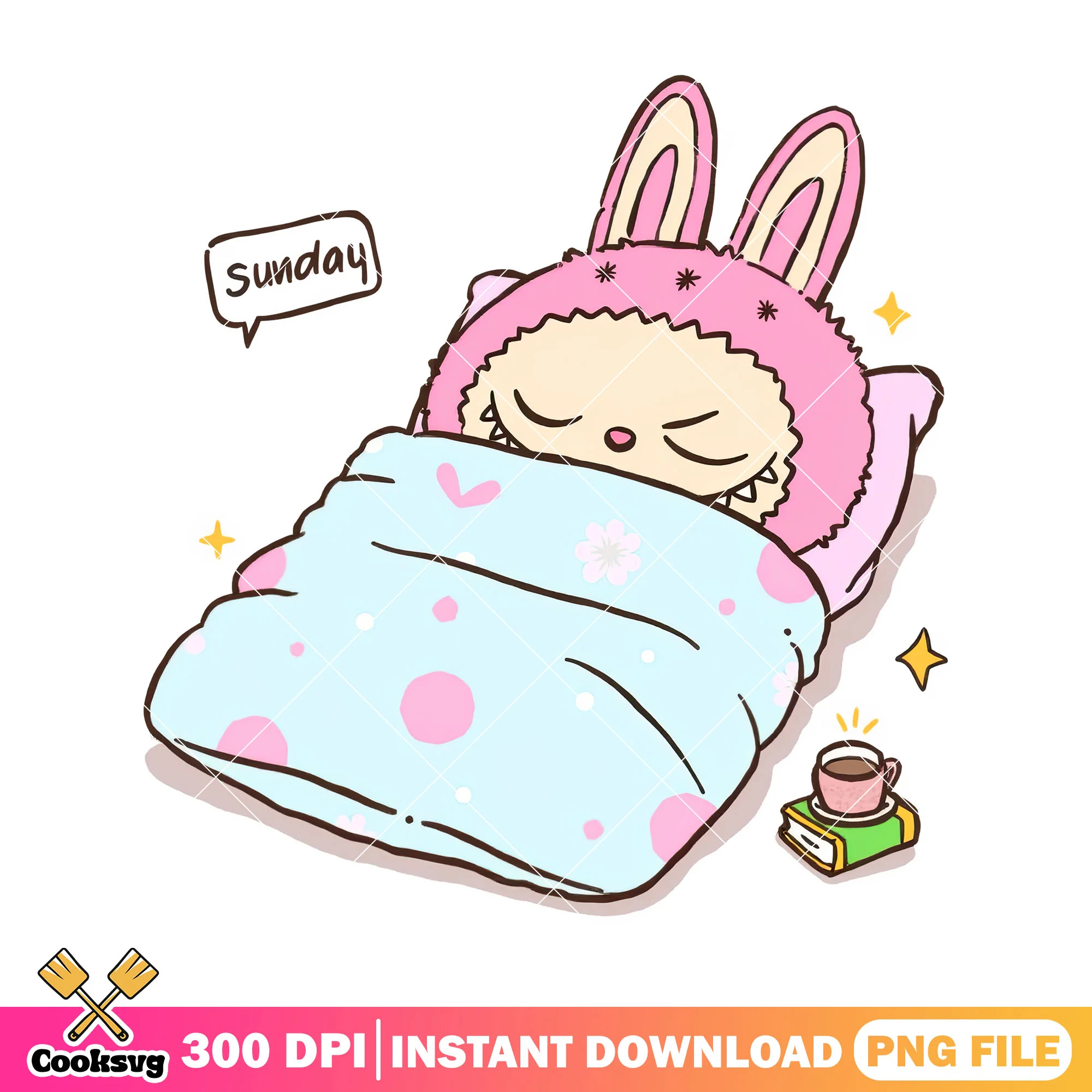 Labubu and sunday png, pink labubu png, labubu popmart png