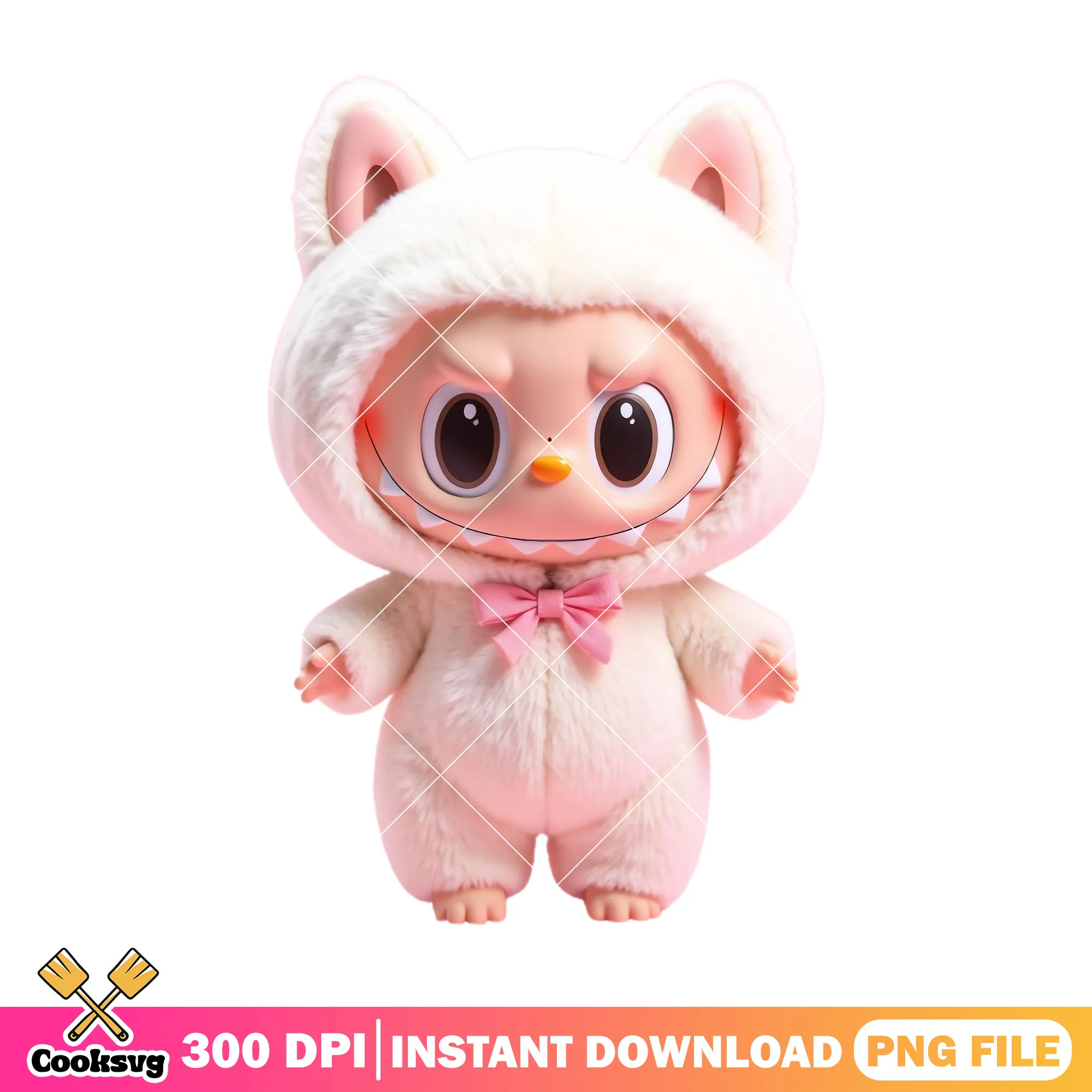 Labubu baby monster doll png, labubu white png, labubu doll png