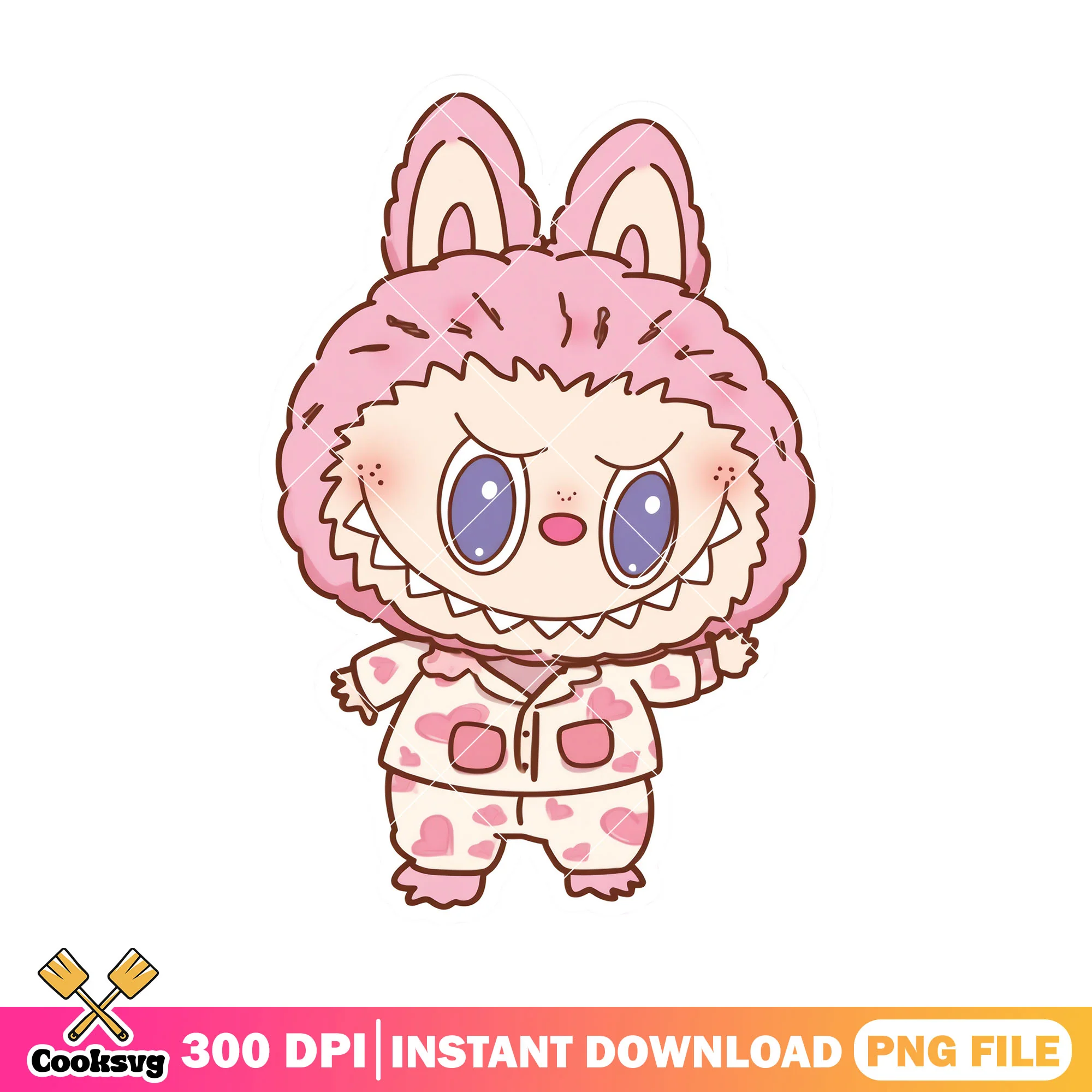 Labubu baby monster png, labubu plush png, labubu pink png