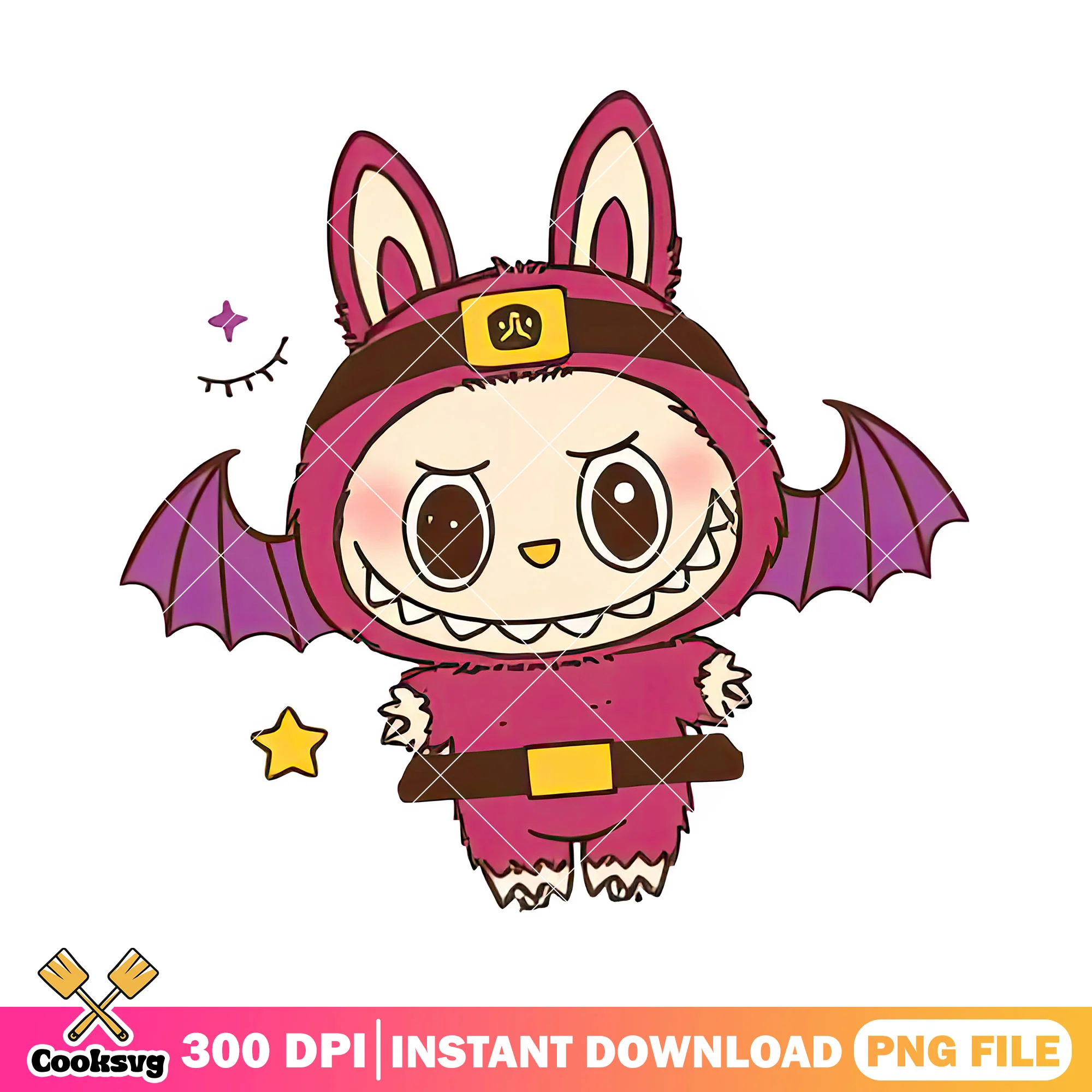 Labubu bat-themed adventurer png, labubu art png, labubu popmart png