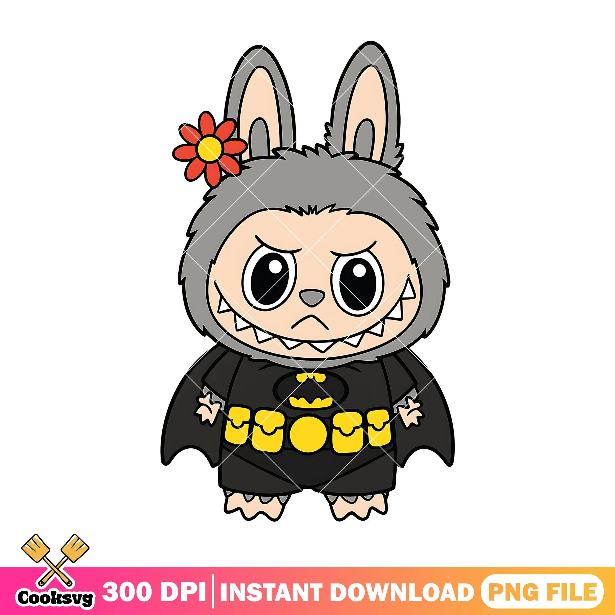 Labubu batman design png, labubu cosplay png, halloween labubu png