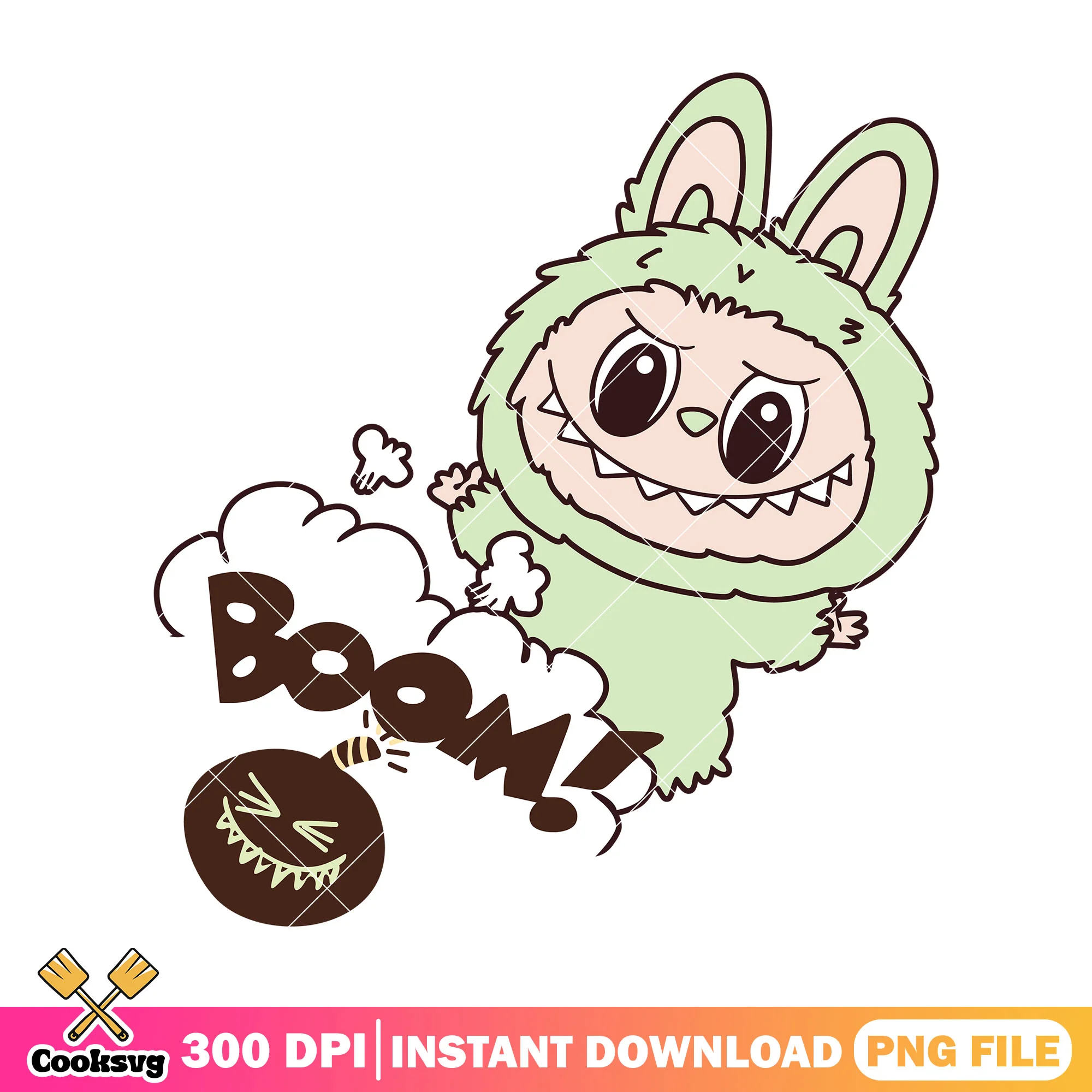 Labubu bomb explosion png, green labubu png, cute labubu png