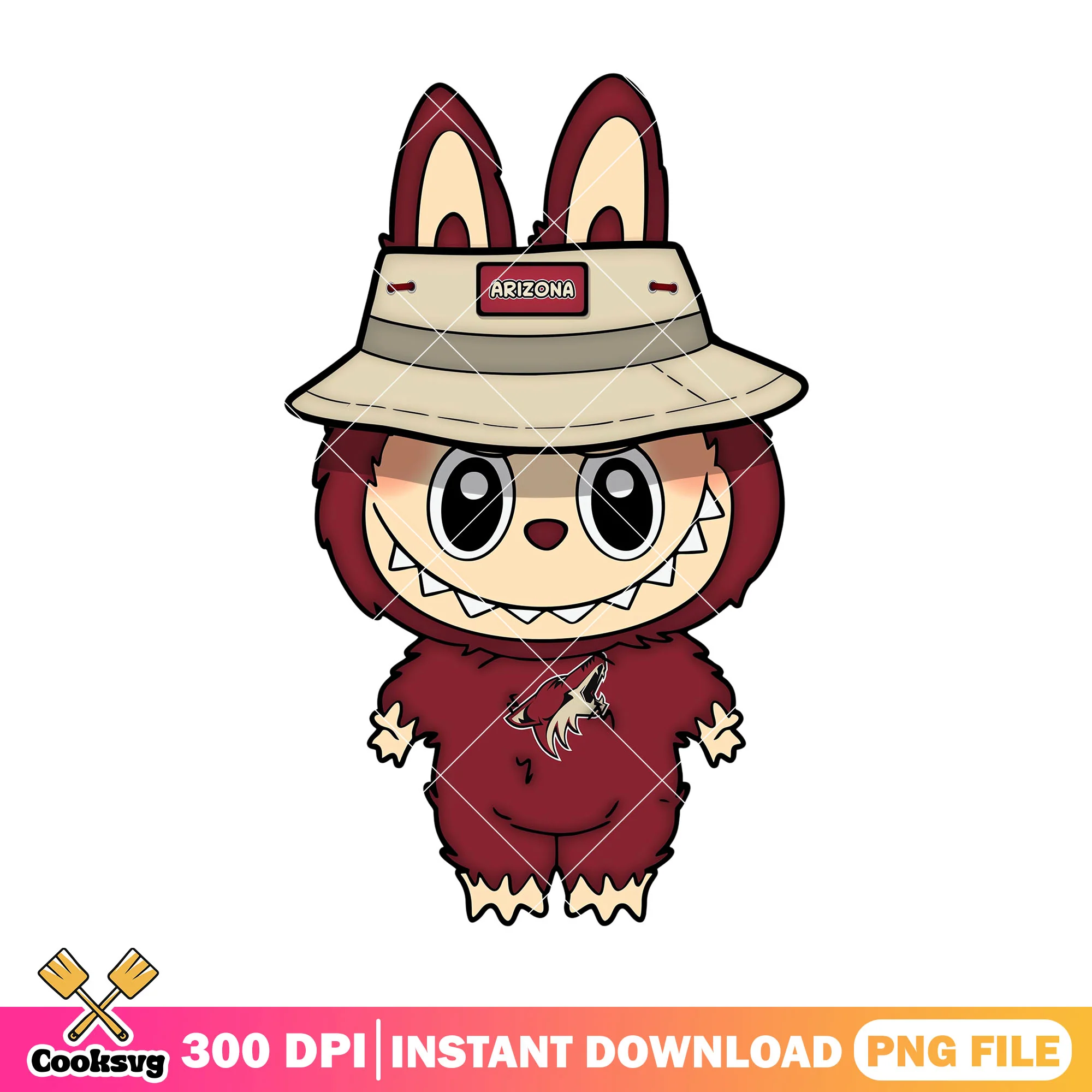 Labubu brown baby cute png, arizona coyotes png, labubu monster png