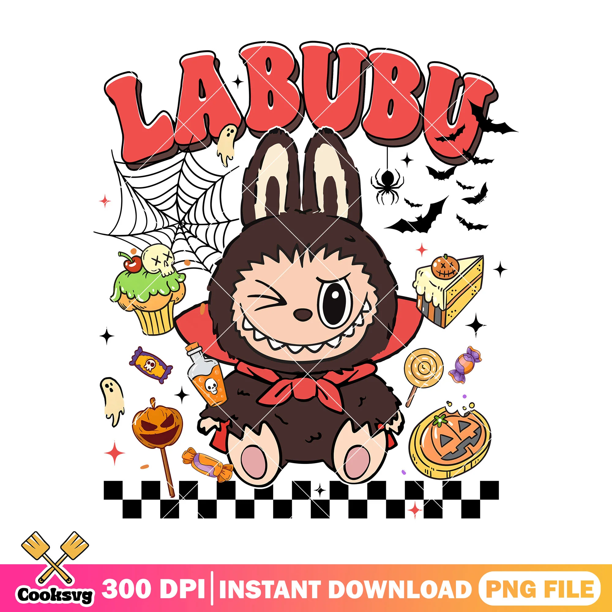 Labubu brown vampire png, halloween movie png, labubu original png