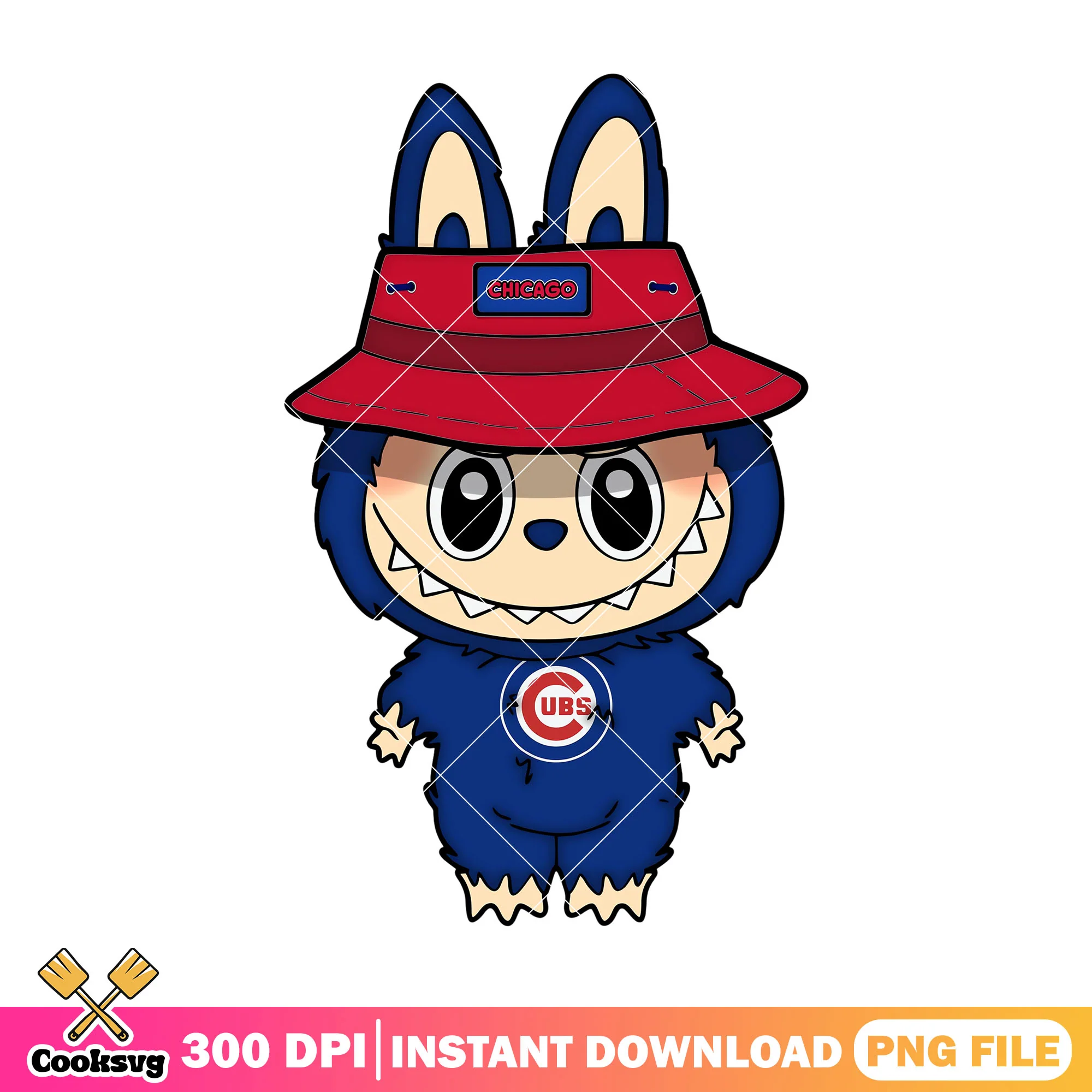 Labubu chicago baseball png, labubu blue png, labubu hehe png