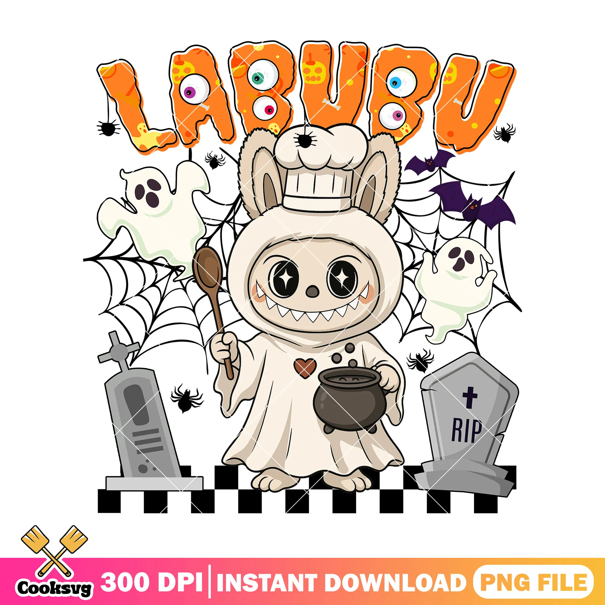 Labubu chief ghost png, labubu clothers png, horror halloween png