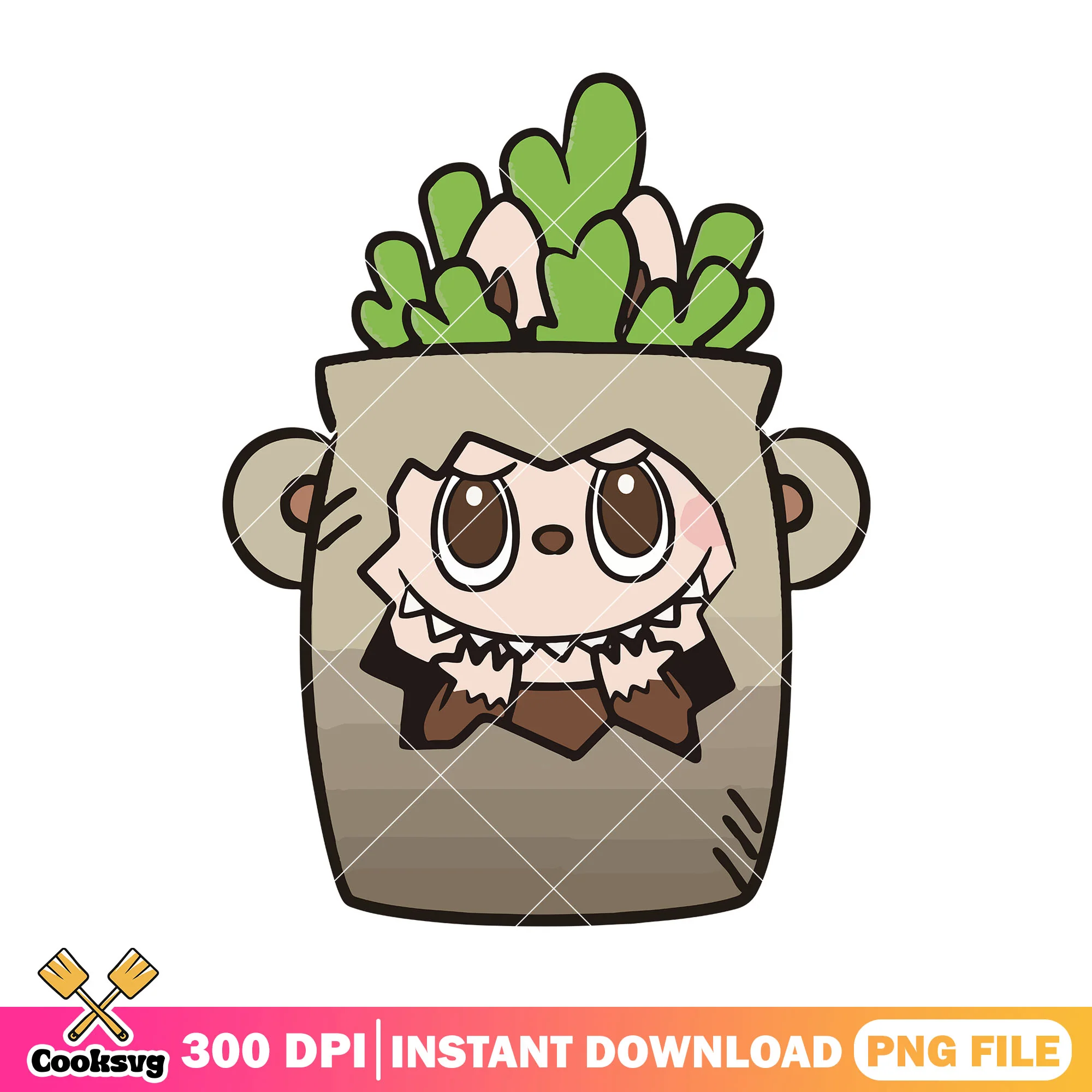 Labubu cosplay plant pot png, labubu clothes png, labubu hehe png