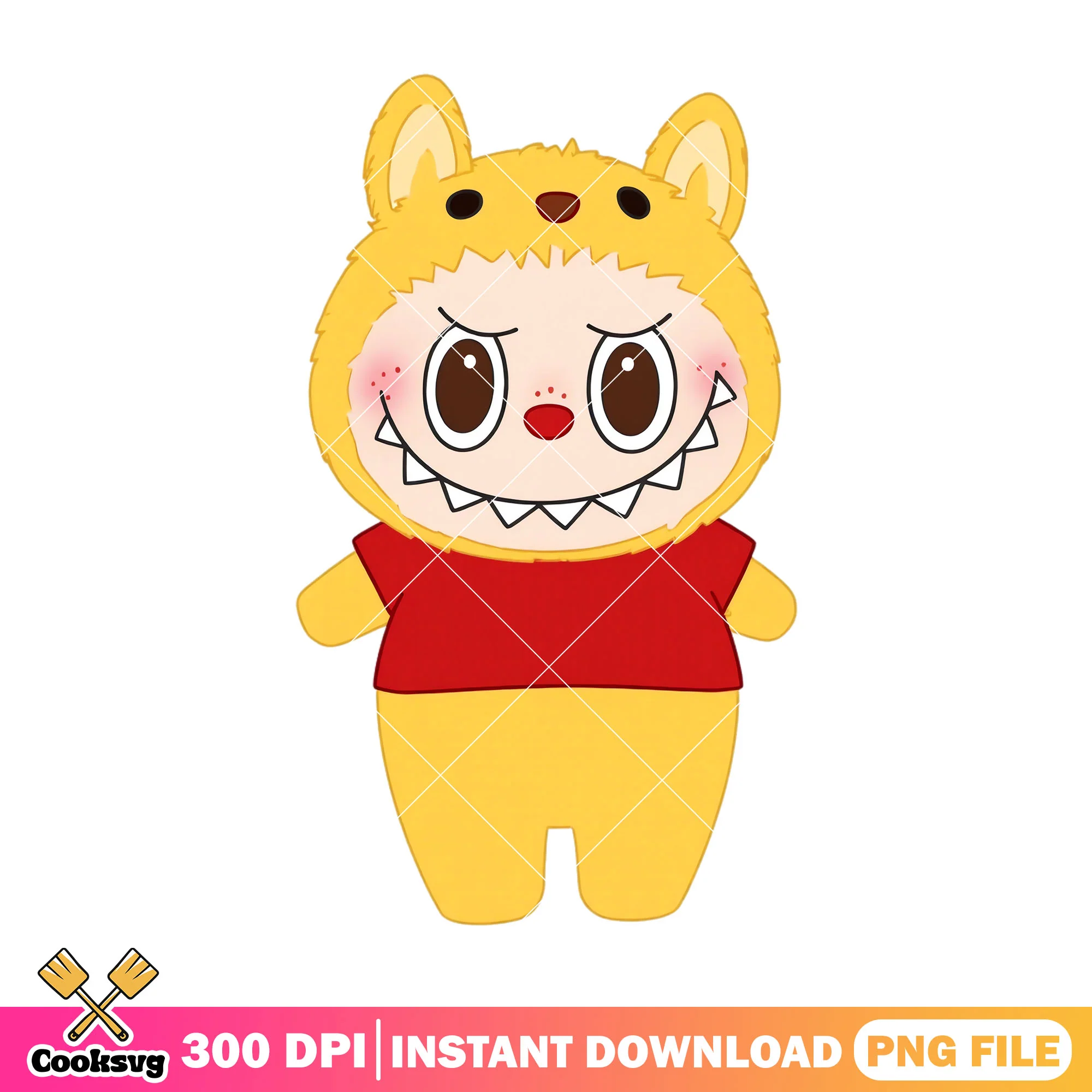 Labubu cosplay pooh png, labubu outfit png, labubu disney png