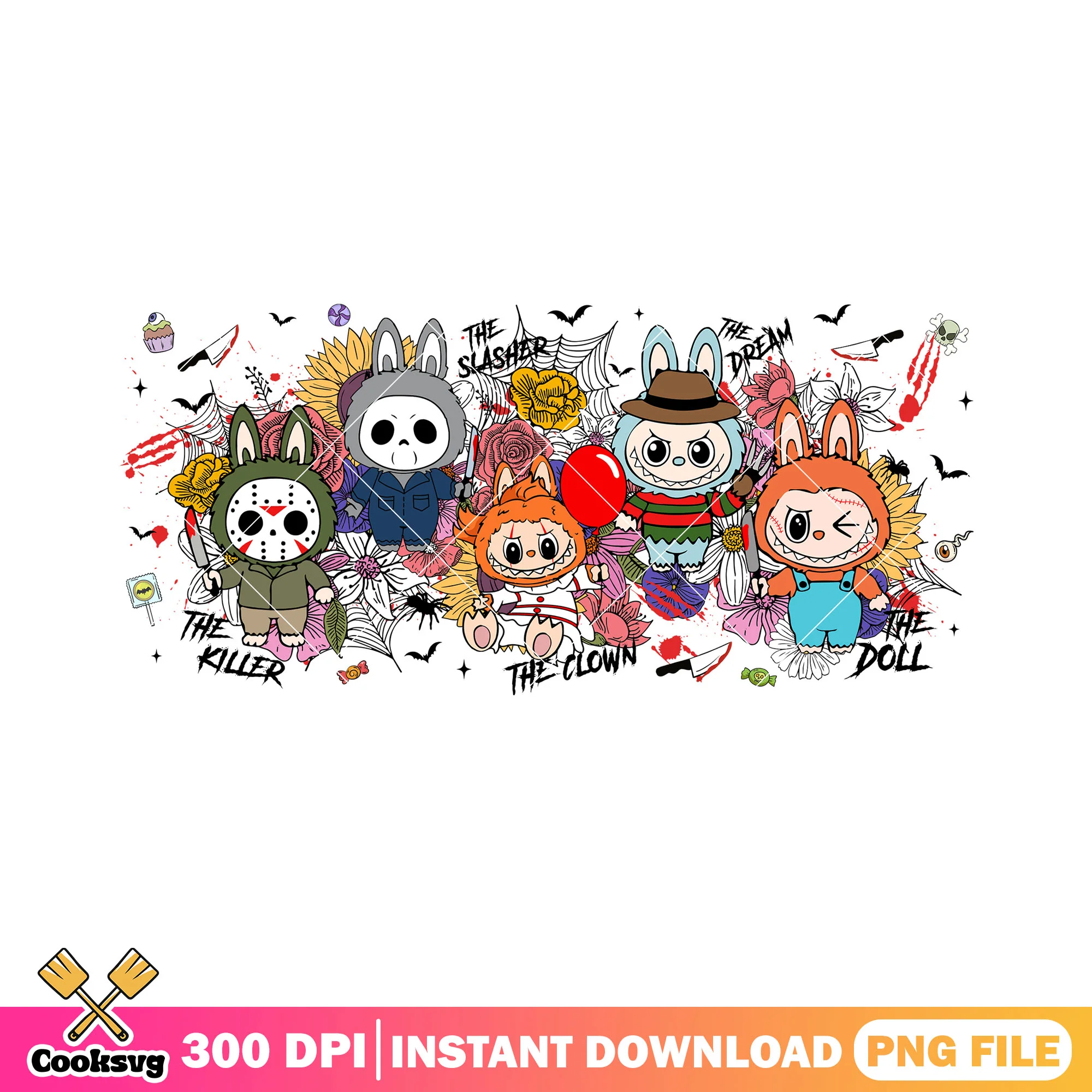 Labubu dark art series png, labubu doll png, halloween labubu png