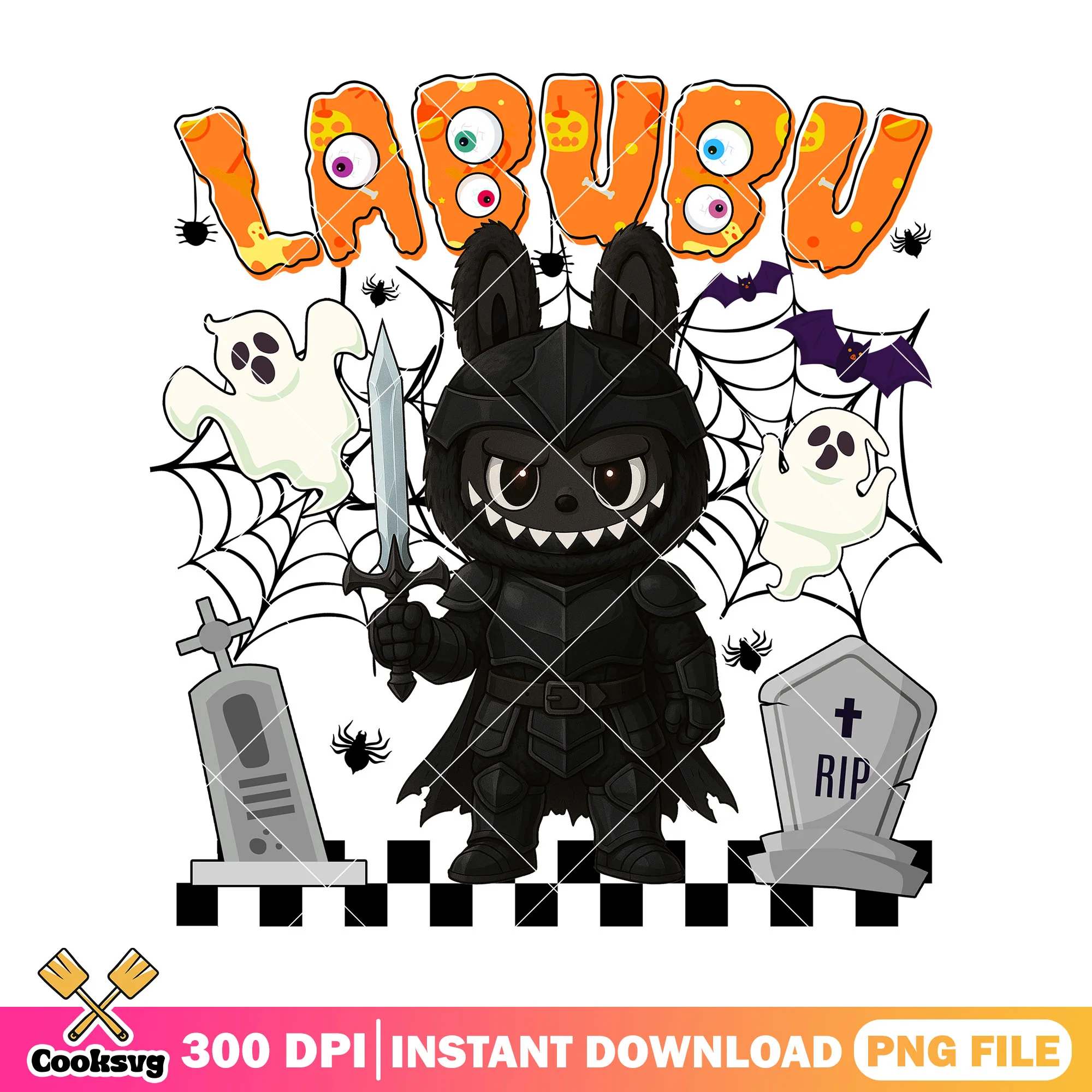 Labubu dark knight png, spooky labubu png, labubu halloween png