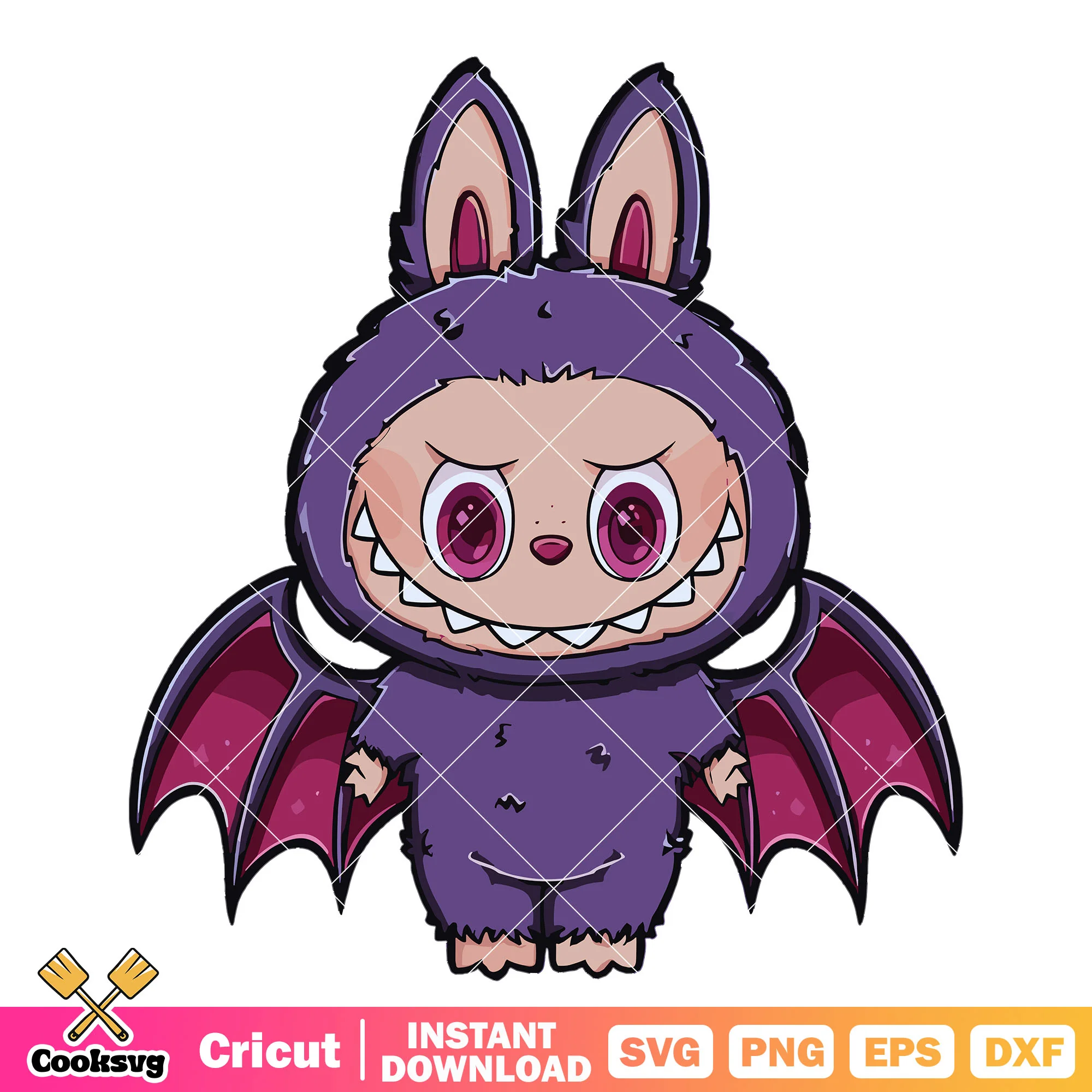 Labubu demon wings design svg, cosutme labubu svg, labubu halloween svg