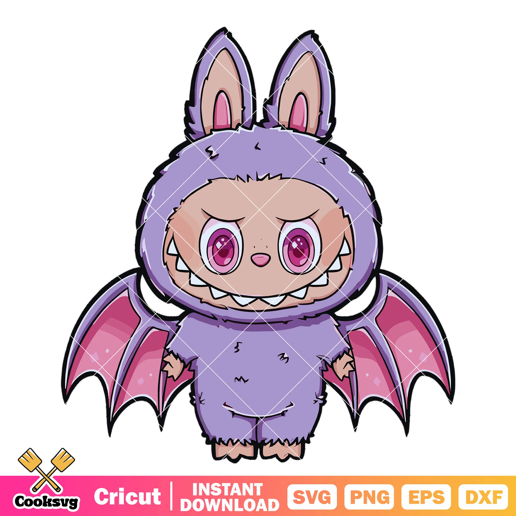 Labubu demon wings svg, cosutme labubu svg, labubu halloween svg