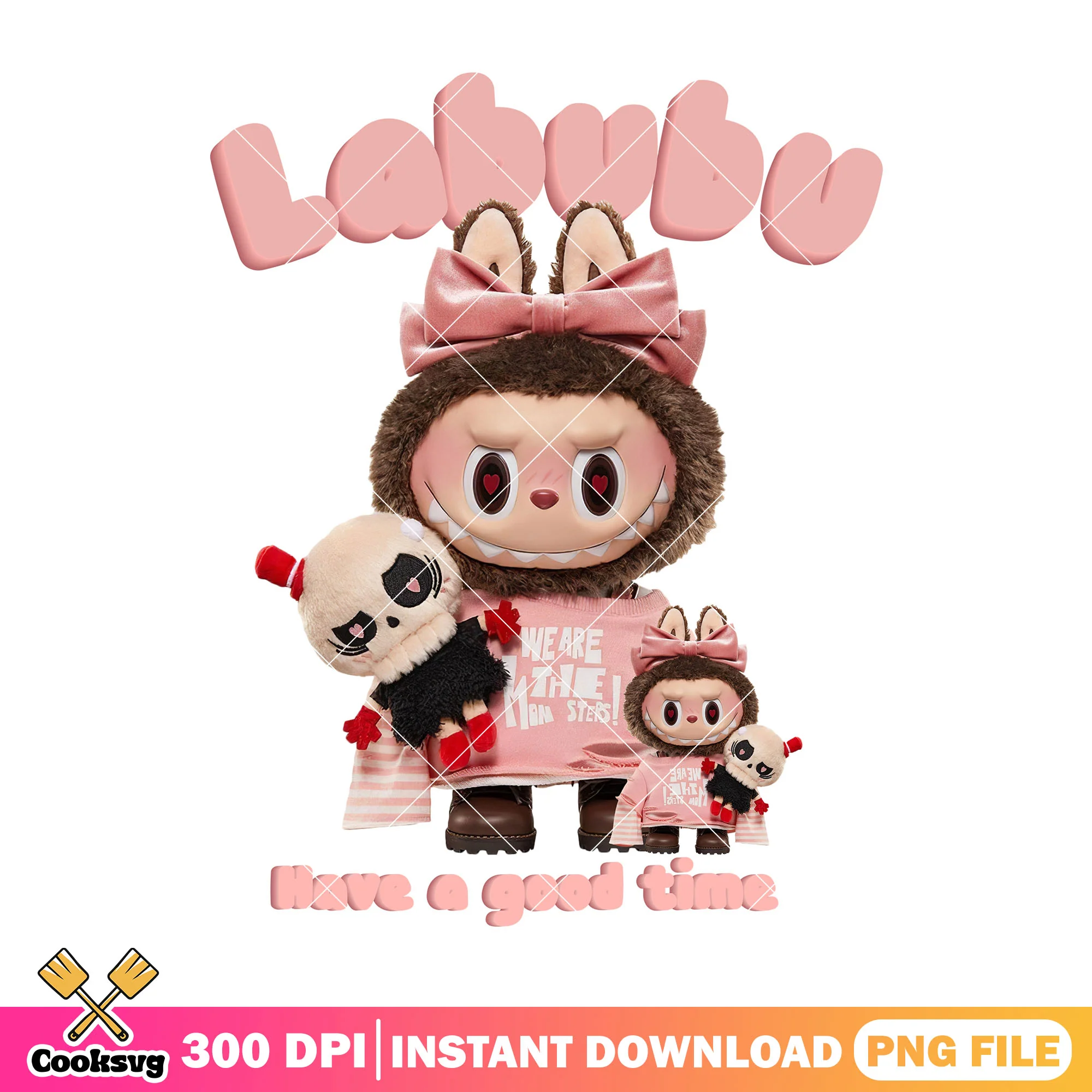 Labubu doll have a good time png, brown labubu png, labubu toy png