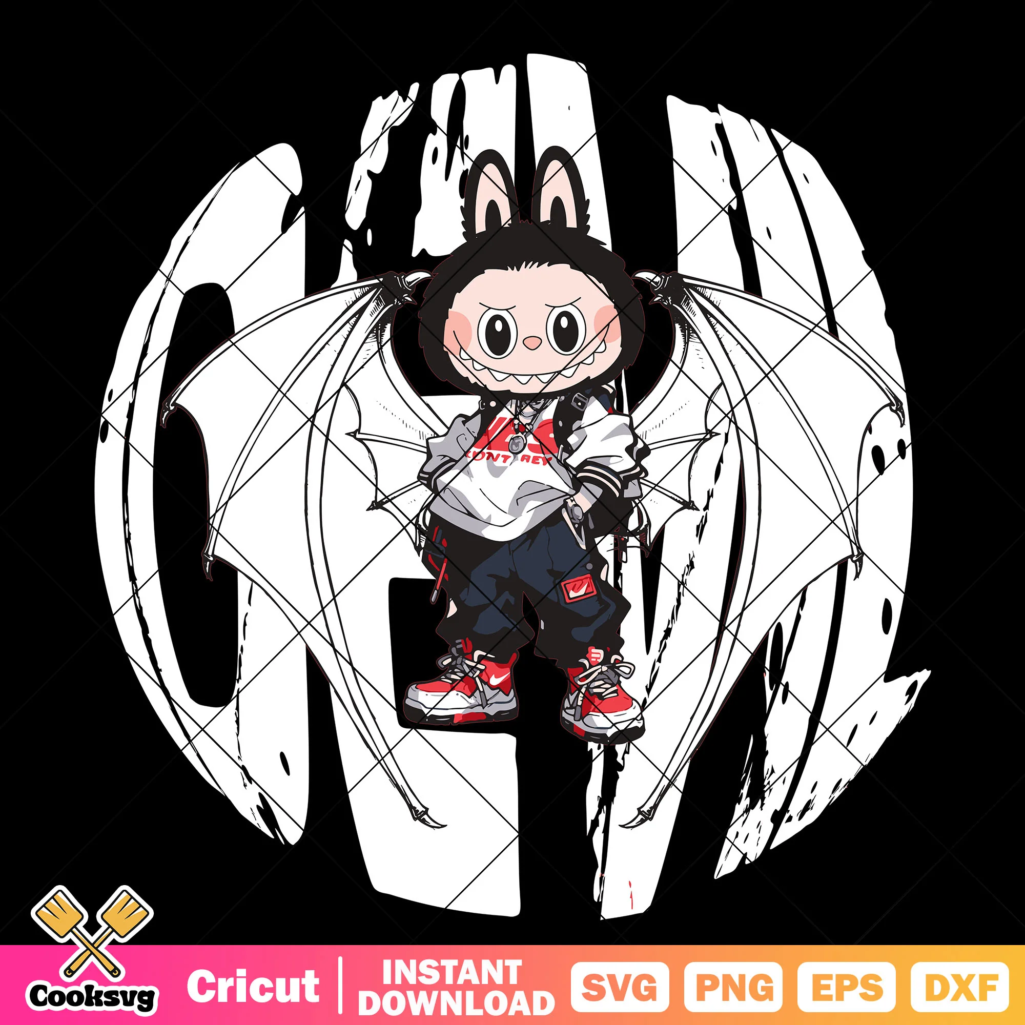 Labubu dragon wings svg, labubu dragon svg, labubu costume svg