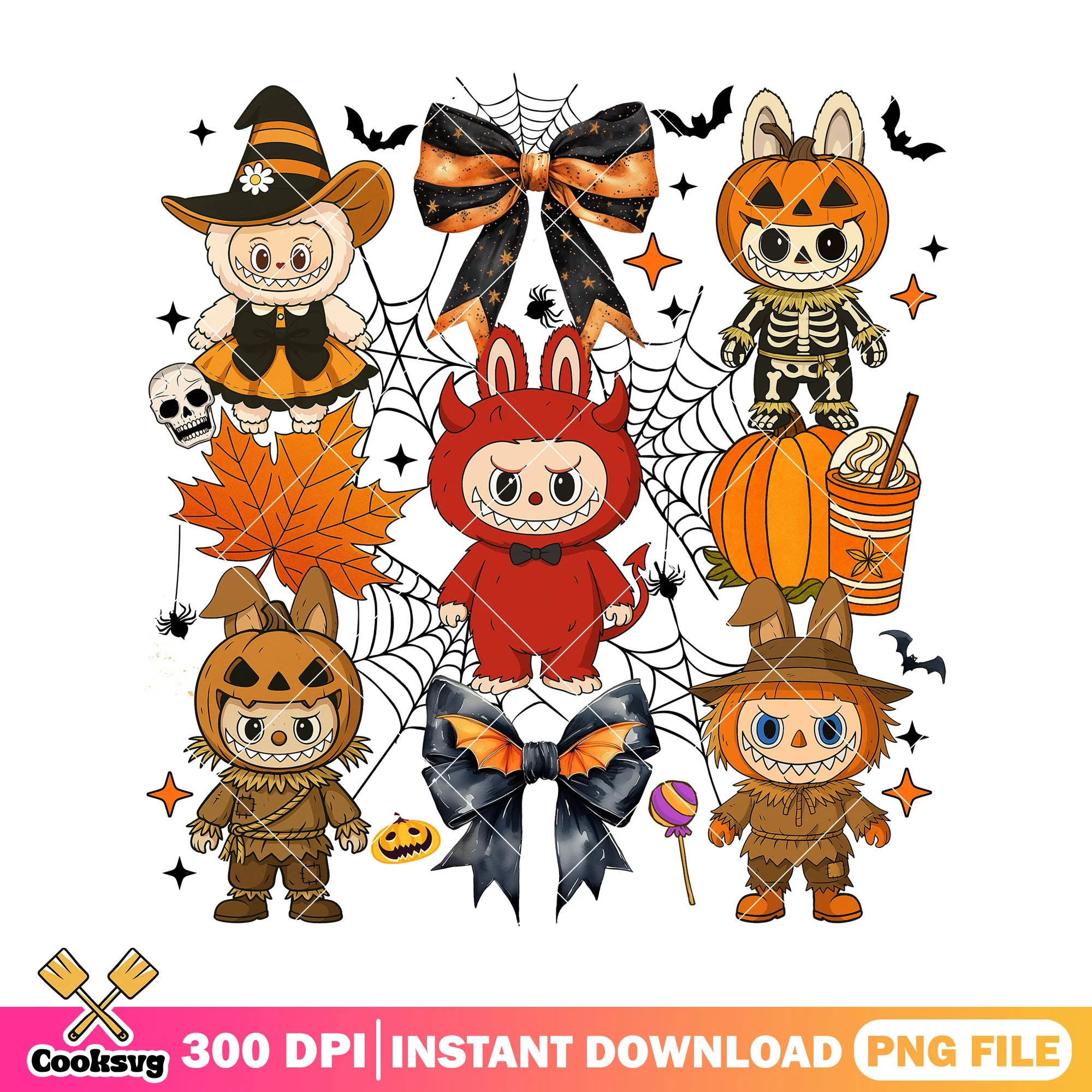 Labubu festive holiday costumes png, horror doll png, scary labubu png