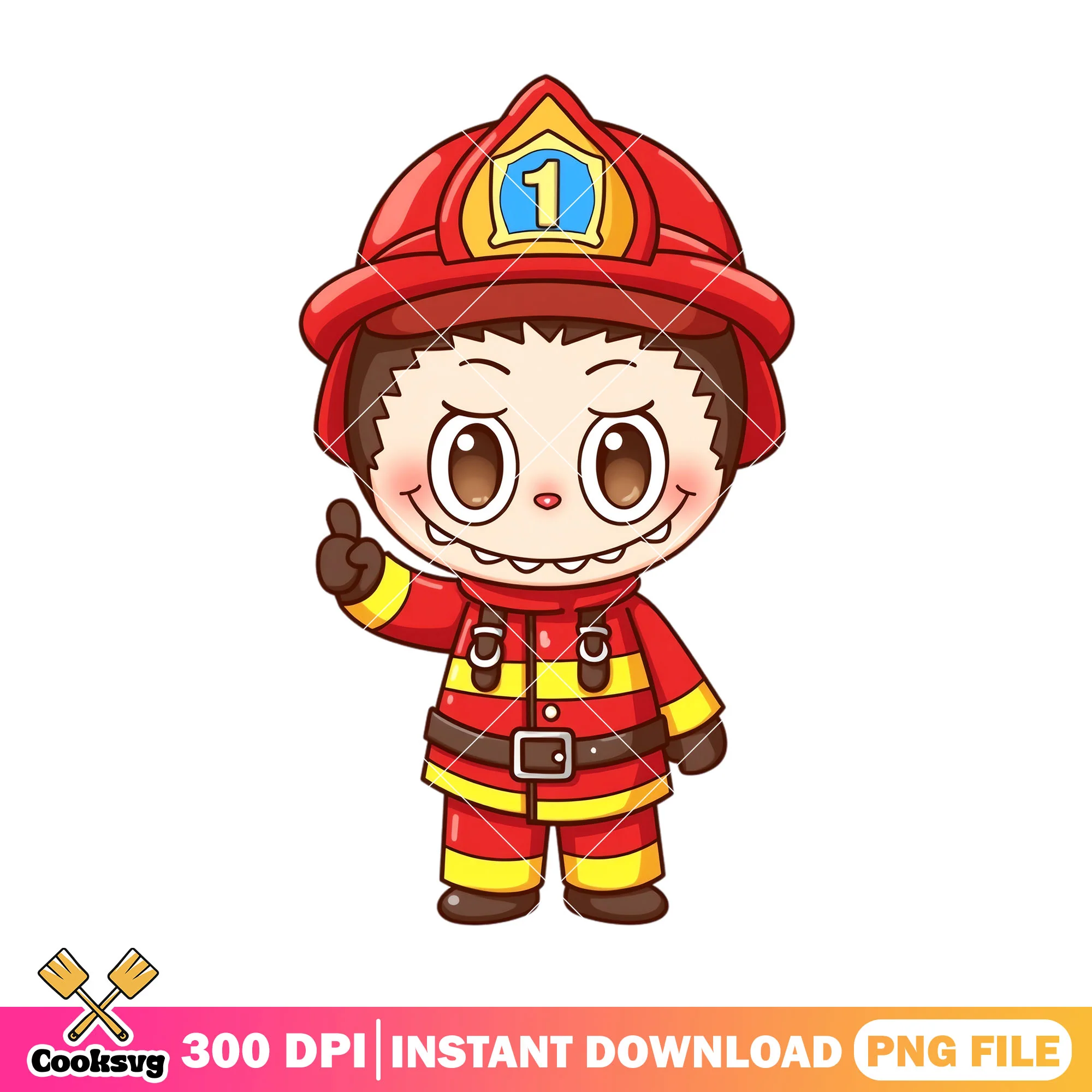 Labubu fireman cosplay png, labubu costume png, labubu hehe png