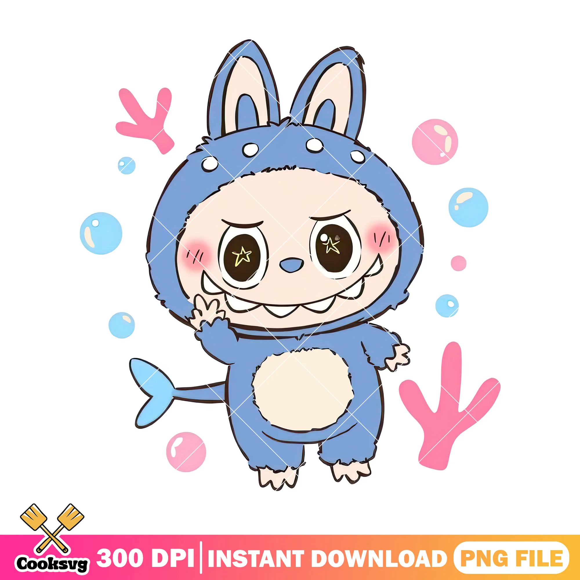 Labubu fisherman png, labubu blue png, popmart labubu png