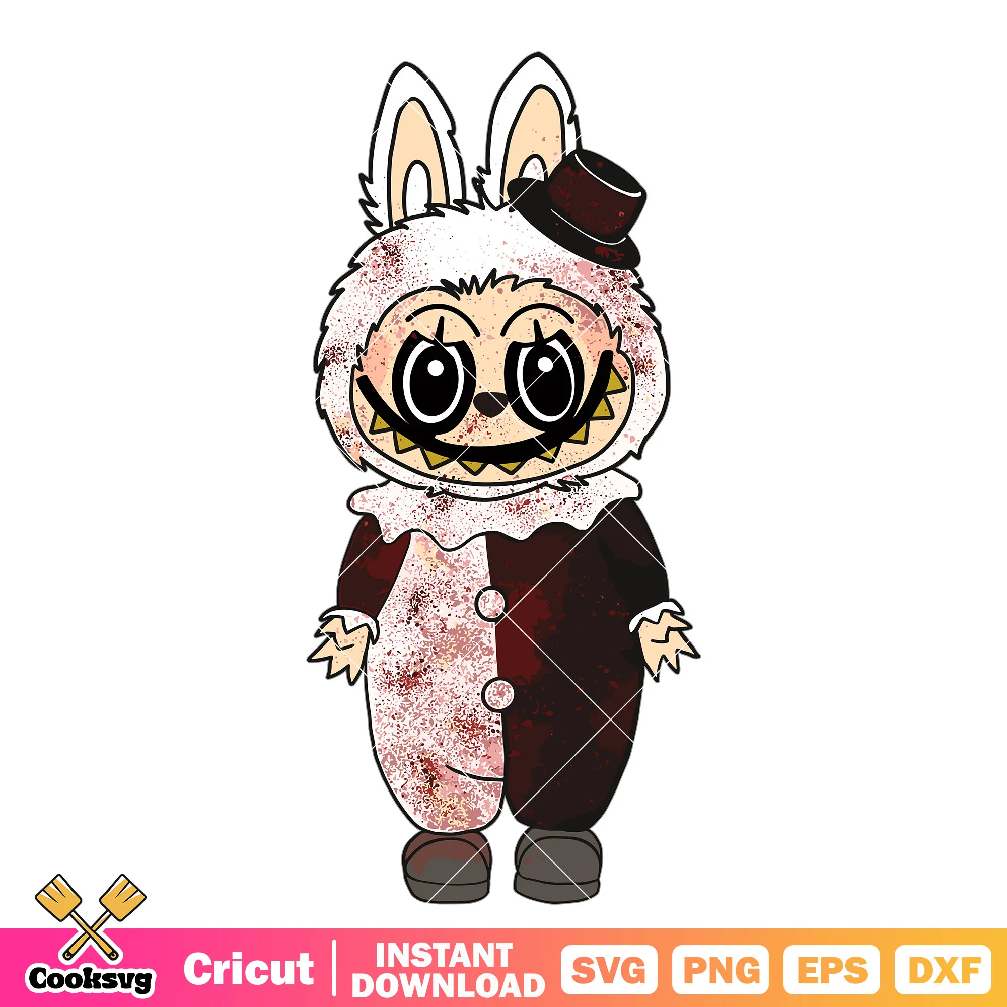 Labubu halloween clown svg, labubu clothers svg, labubu halloween svg
