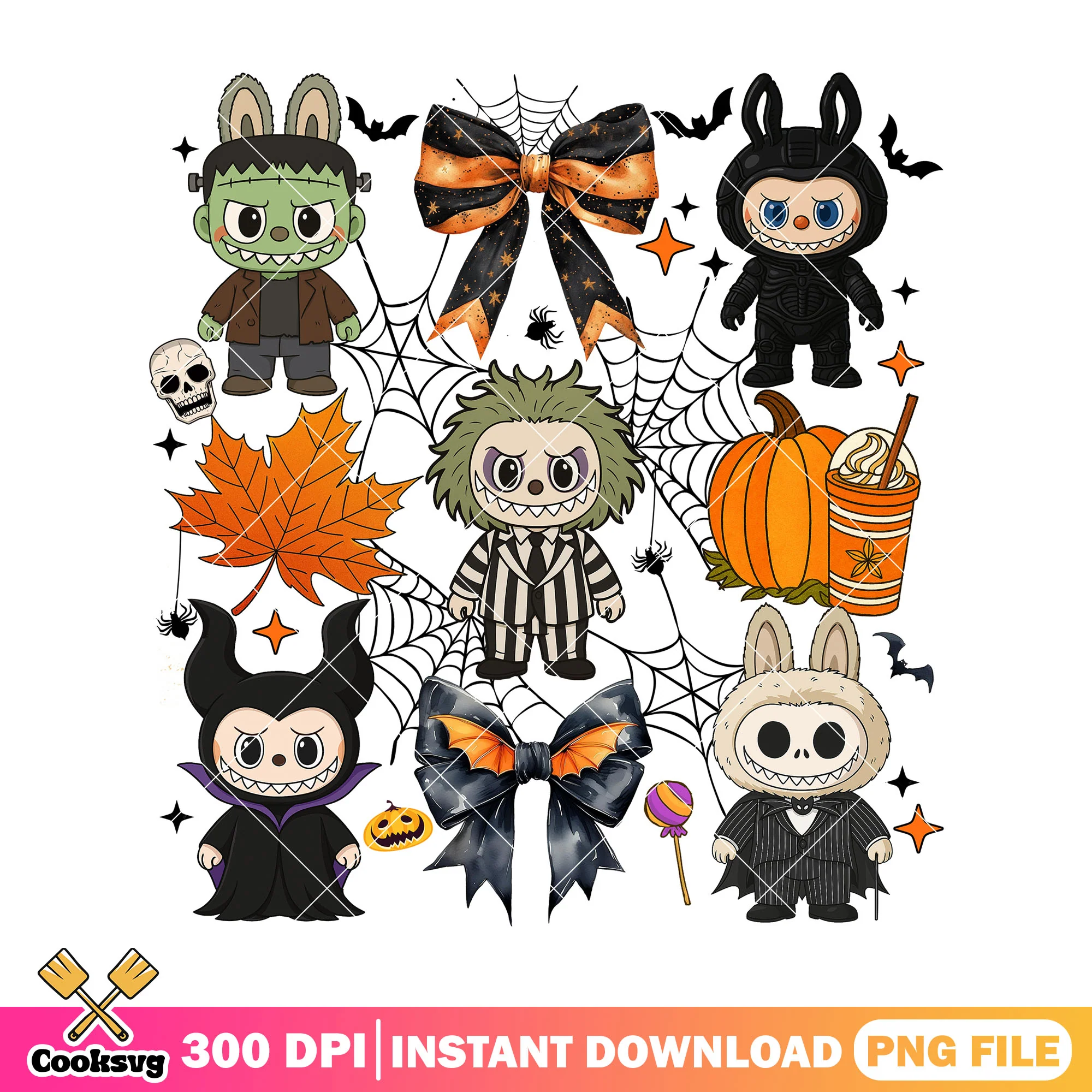 Labubu halloween scary png, labubu clothes png, labubu costume png