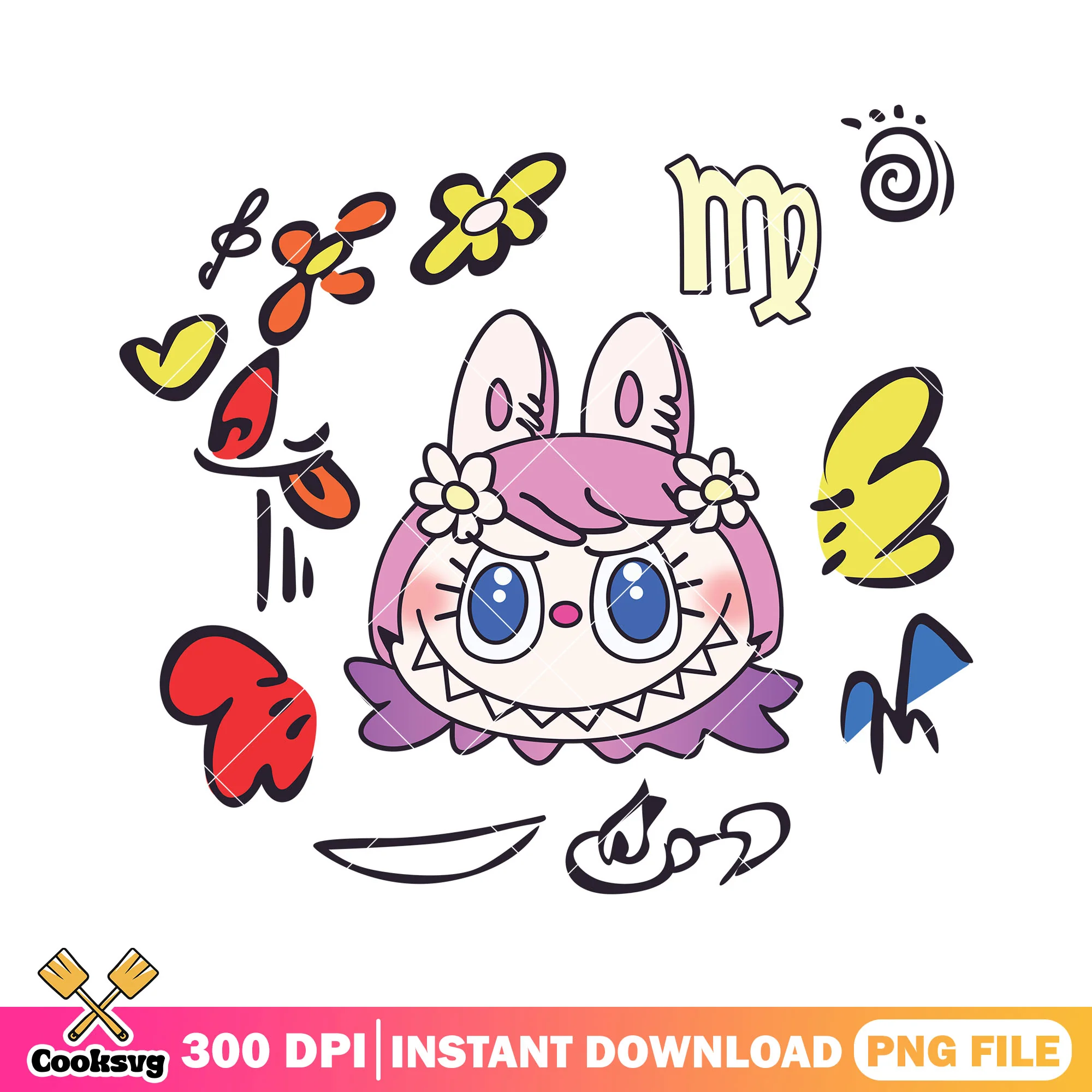 Labubu head design png, monster labubu png, plush labubu png