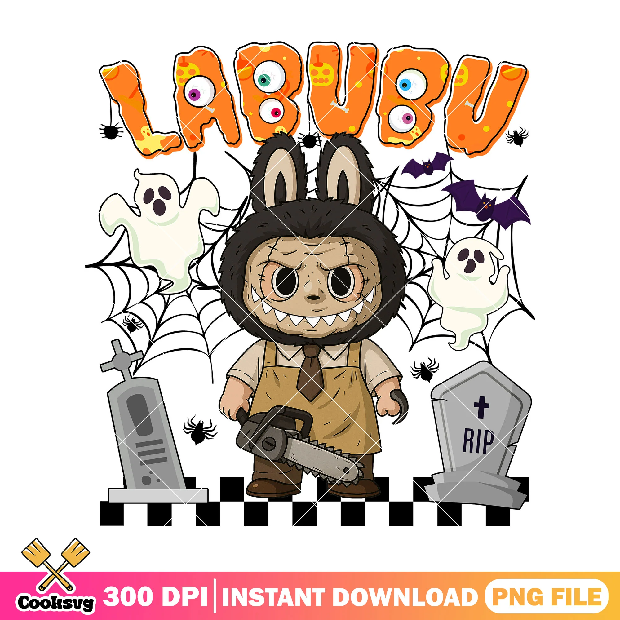 Labubu horror leatherface png, labubu halloween png, labubu walmart png