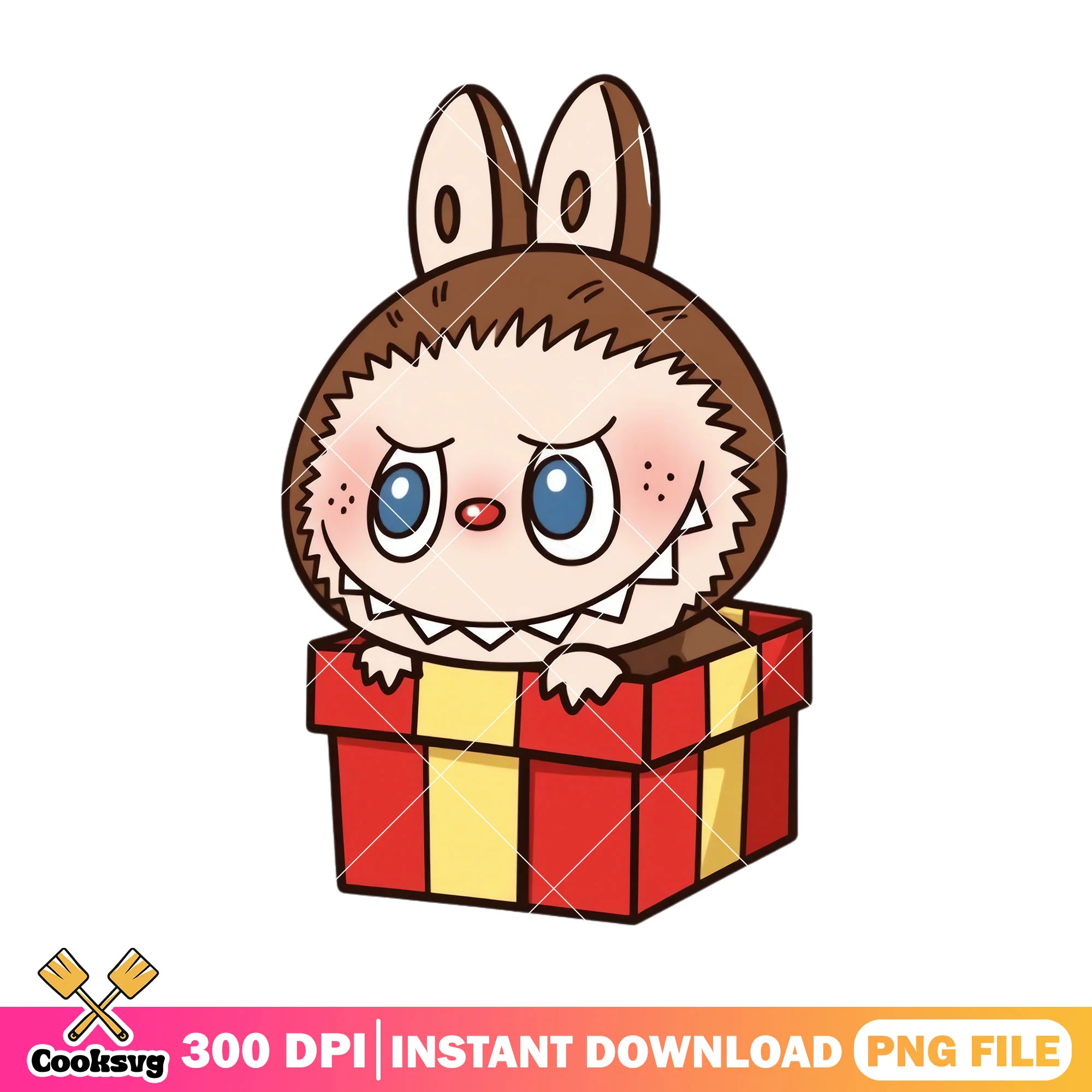 Labubu in a present png, labubu hehe png, labubu popmart png